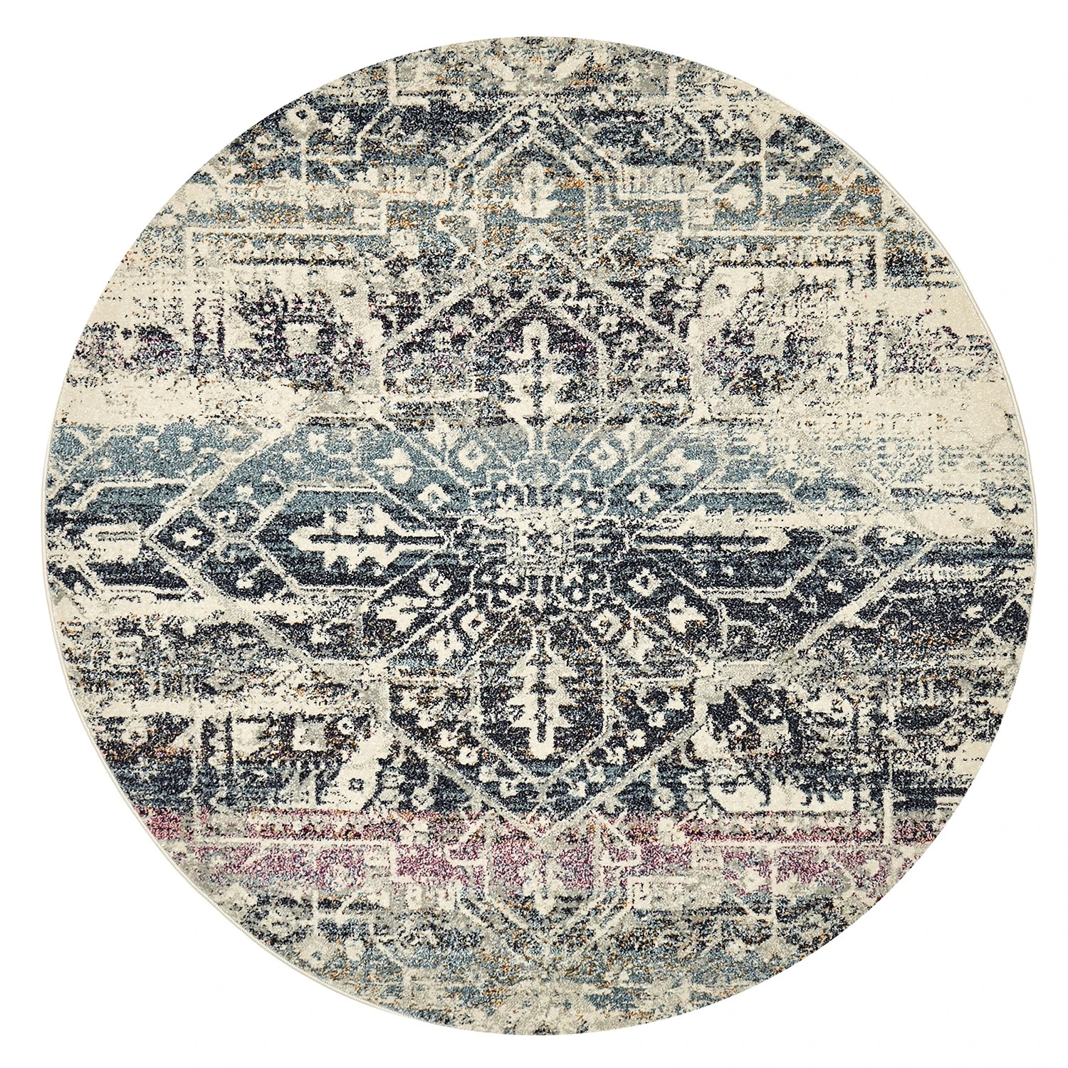 2 Common Ground Rugs Gallery 865 200x200cm - Medium Round Power Loomed Pet Friendly Rug - Blue, 2 of 3
