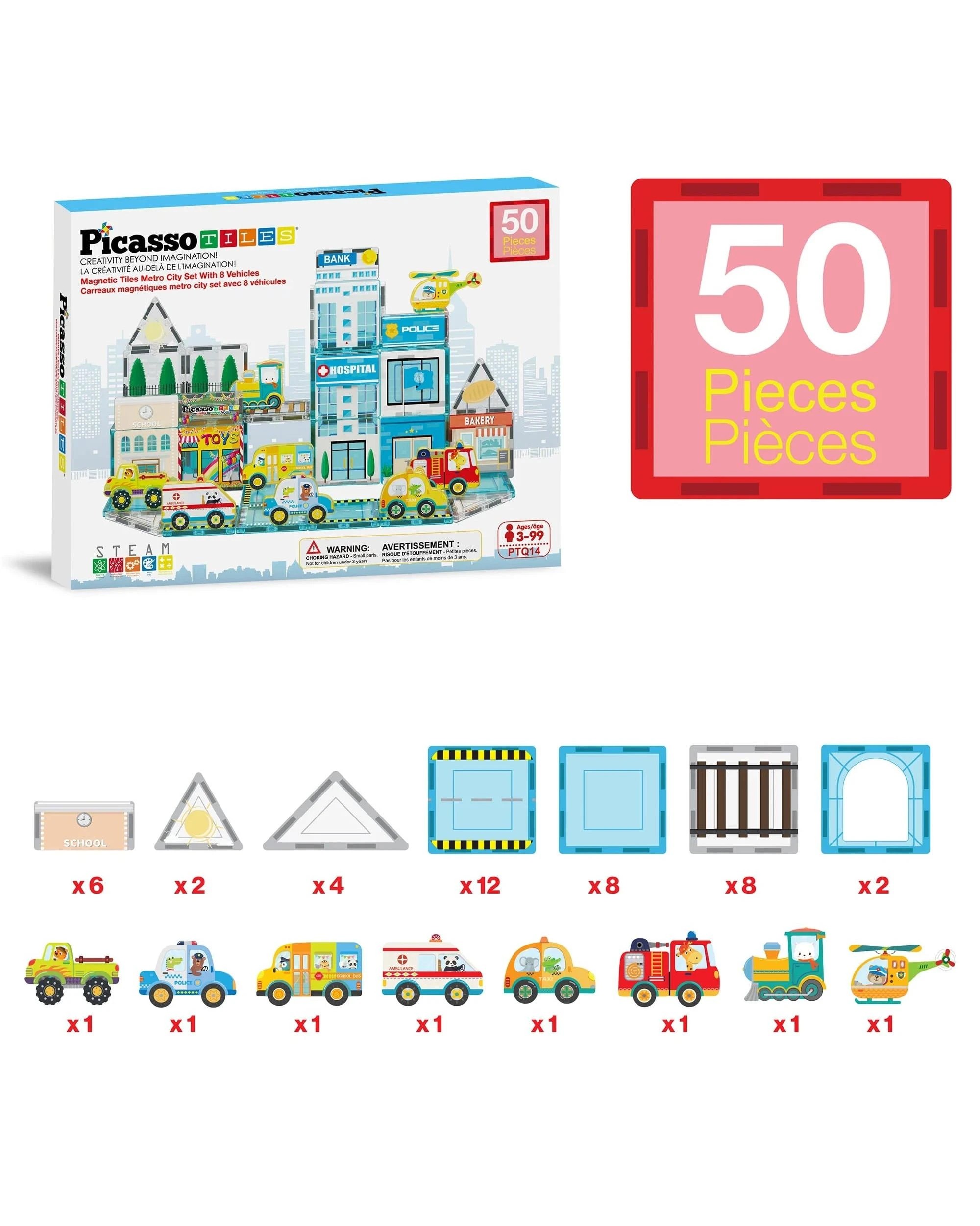 2 PicassoTiles Magnetic Tile Metro City Building Set 50 Pieces, 2 of 9
