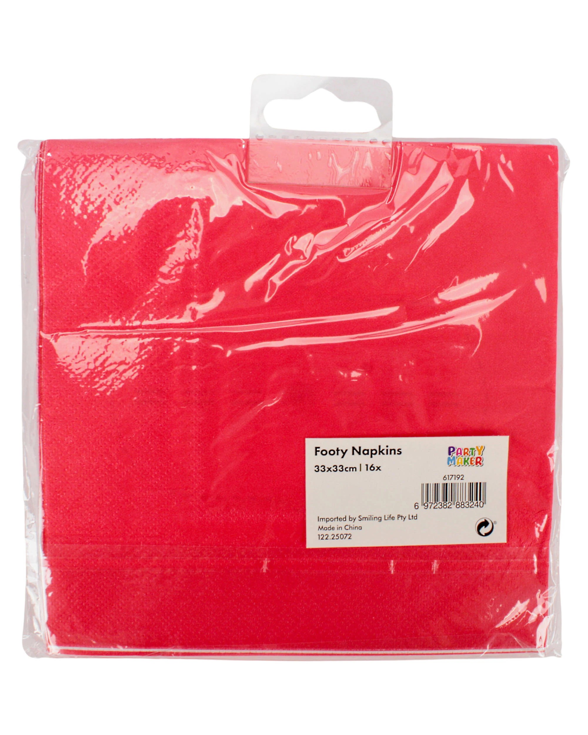 3 Party Maker Footy Large Paper Napkins Serviettes Pack of 16 - Red, 3 of 3
