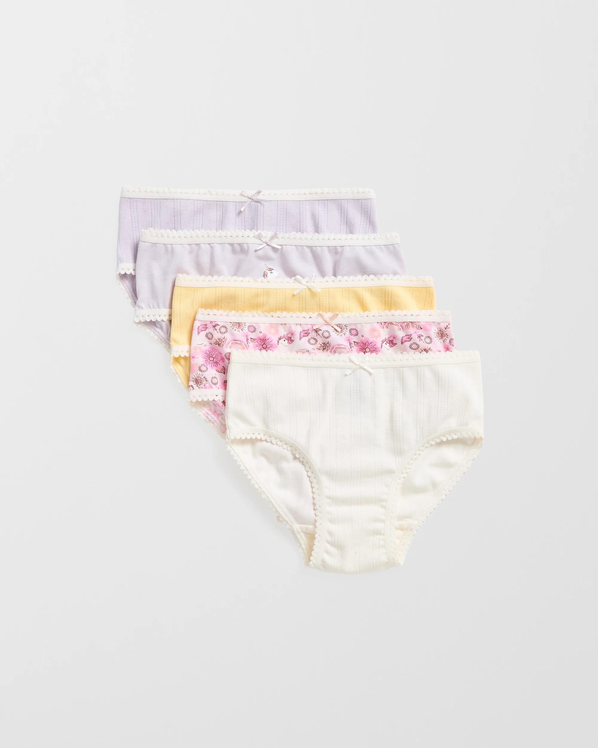 1 Australian Cotton Younger Girls Underwear Briefs 5 Pack - Maxx UNICORN, 1 of 3