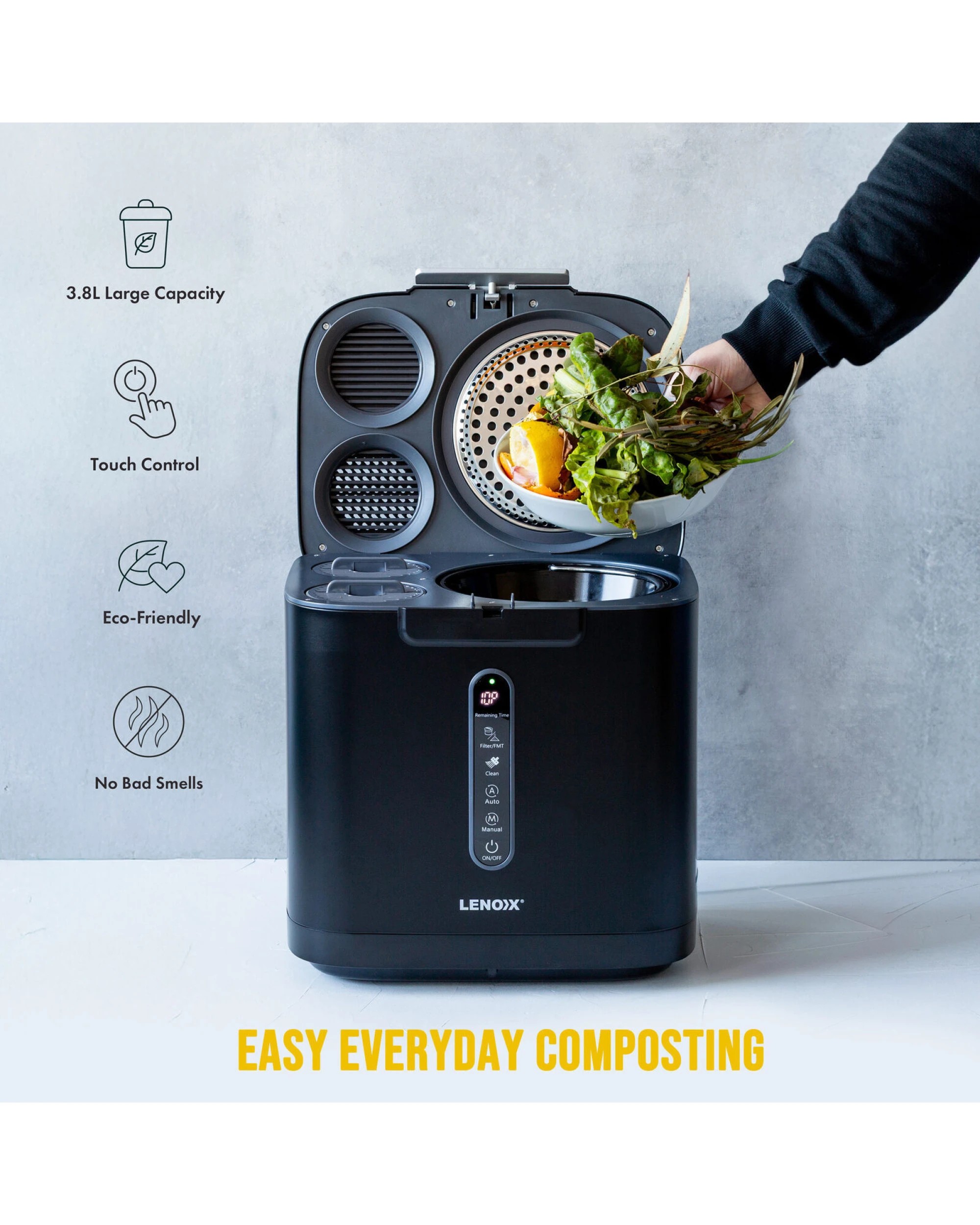 2 Healthy Choice Electric Food Waste Composter 3.8L Kitchen Countertop Bin with Fast 3-Hour Cycle, Odour Control, 2 of 7