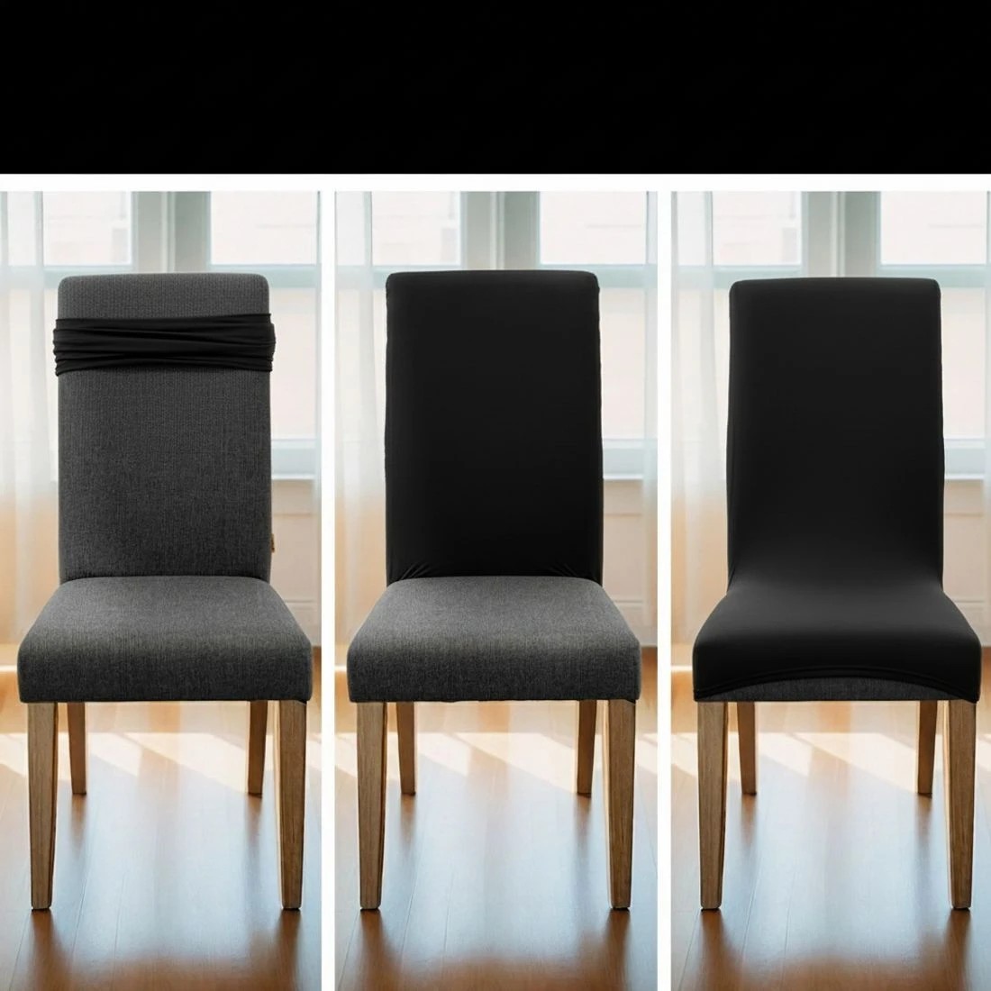 5 Artiss Dining Chair Covers 4x Slipcovers Spandex Stretch Banquet Wedding - Black, 5 of 5