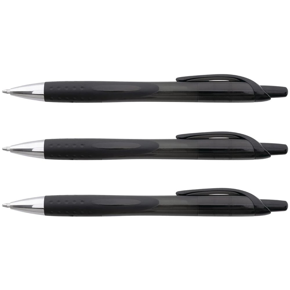 2 J.Burrows Retractable Ballpoint Pens Black 3 Pack, 2 of 3