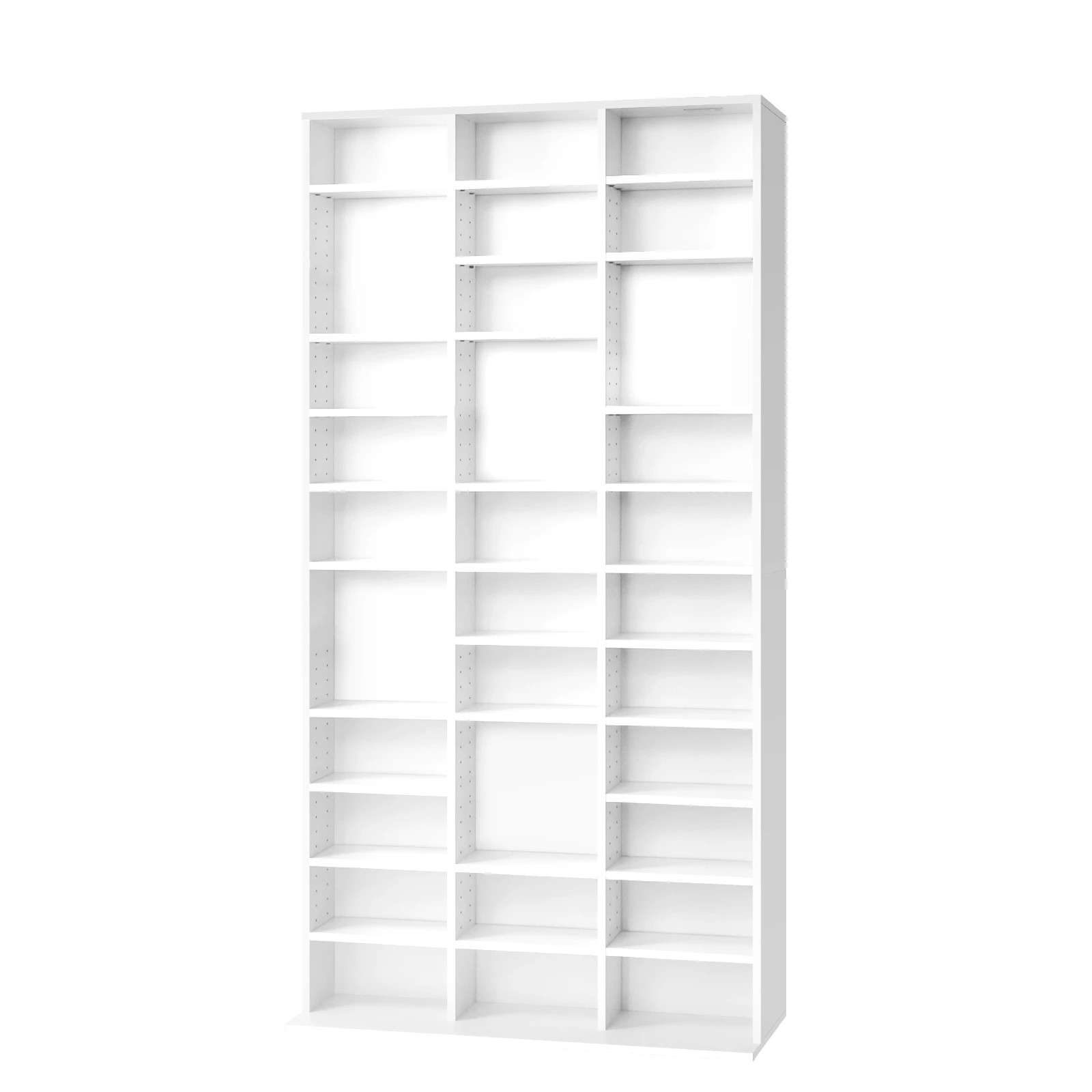 1 Oikiture Bookcase Bookshelf Display Shelf Cd Dvd Storage Media Stand Rack
 - White, 1 of 9