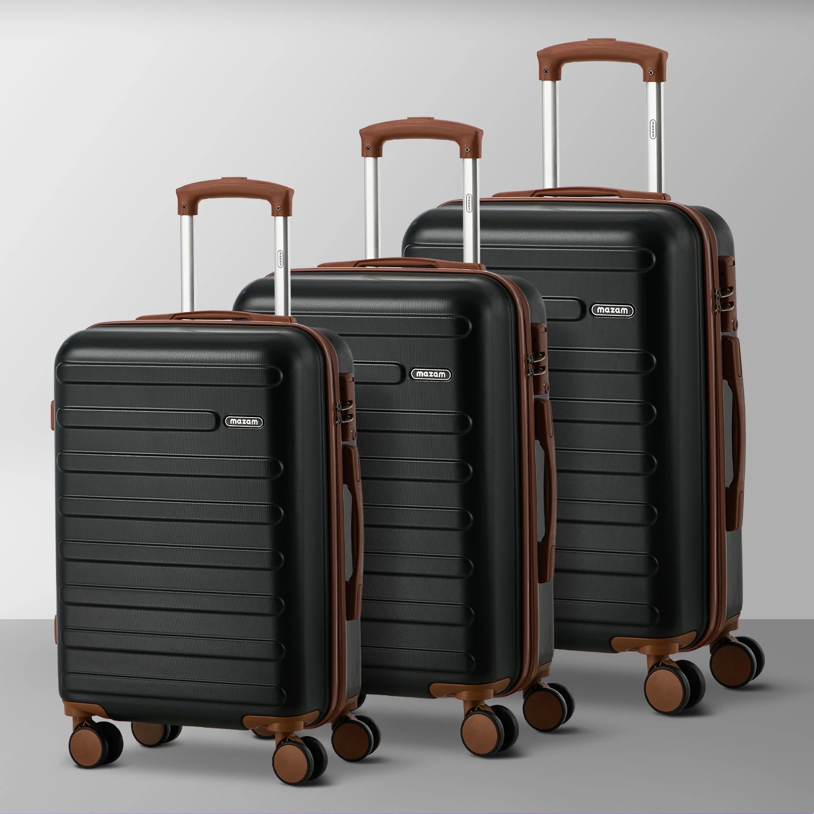3 Mazam 3PCS Luggage Suitcase Trolley Set TSA Lock Hard Shell Case - Black, 3 of 10