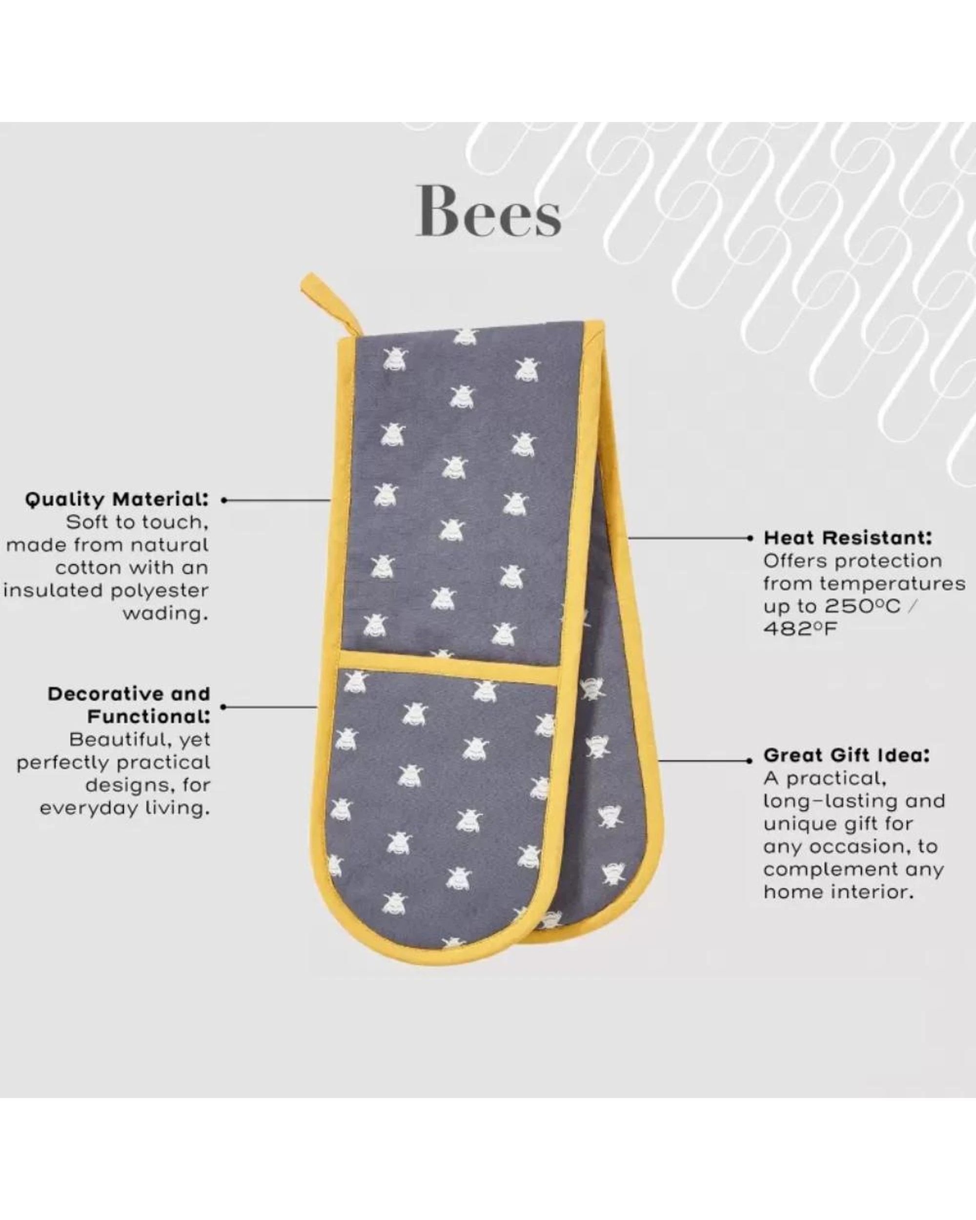 2 Ulster Weavers Double Oven Glove Bees Blue  88 x 18cm, 2 of 5