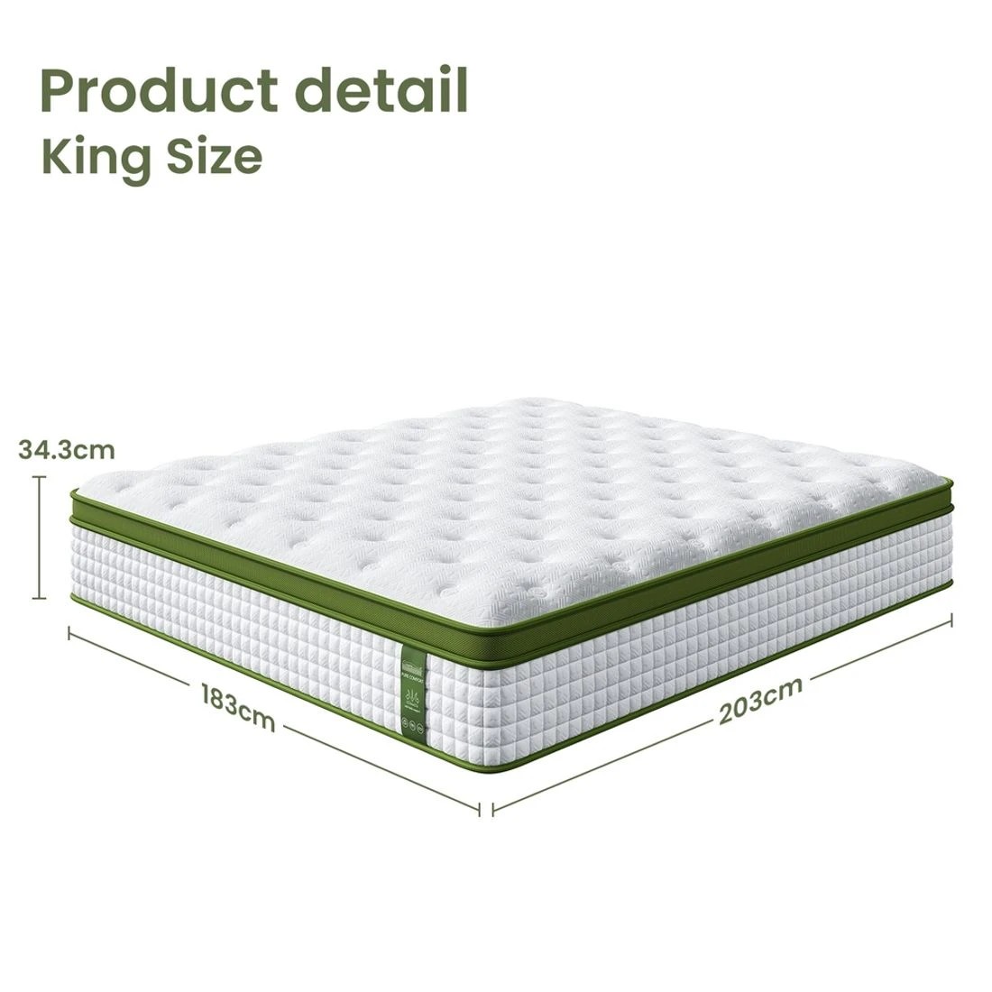 3 BedStory King Mattress 34cm Medium - Hybrid Mattress for Pressure Relief Motion - King Bed - White, 3 of 6