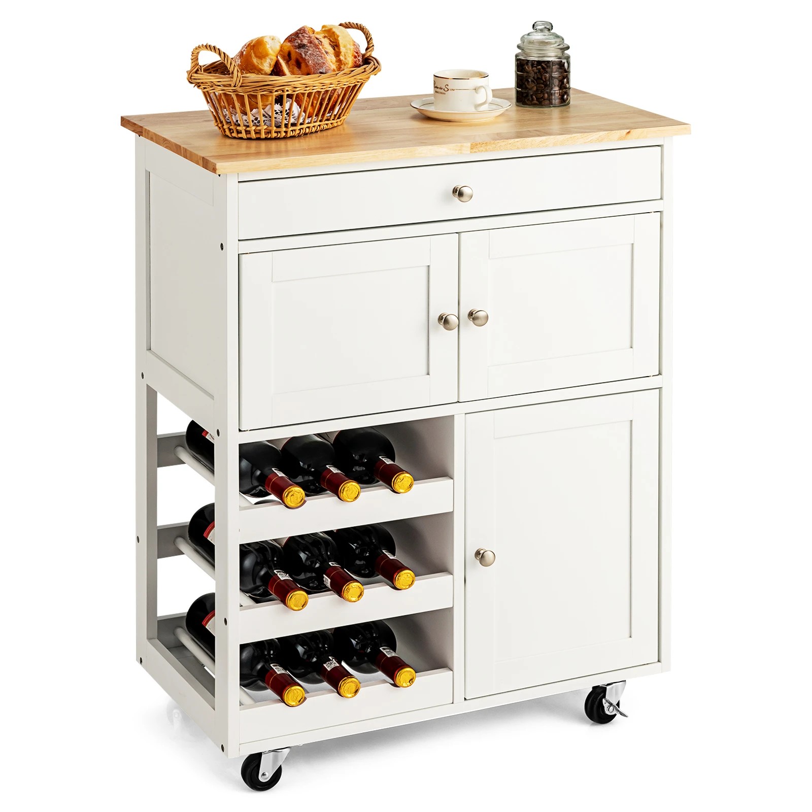 5 Costway Kitchen Island Trolley w/Wine Rack, 5 of 5
