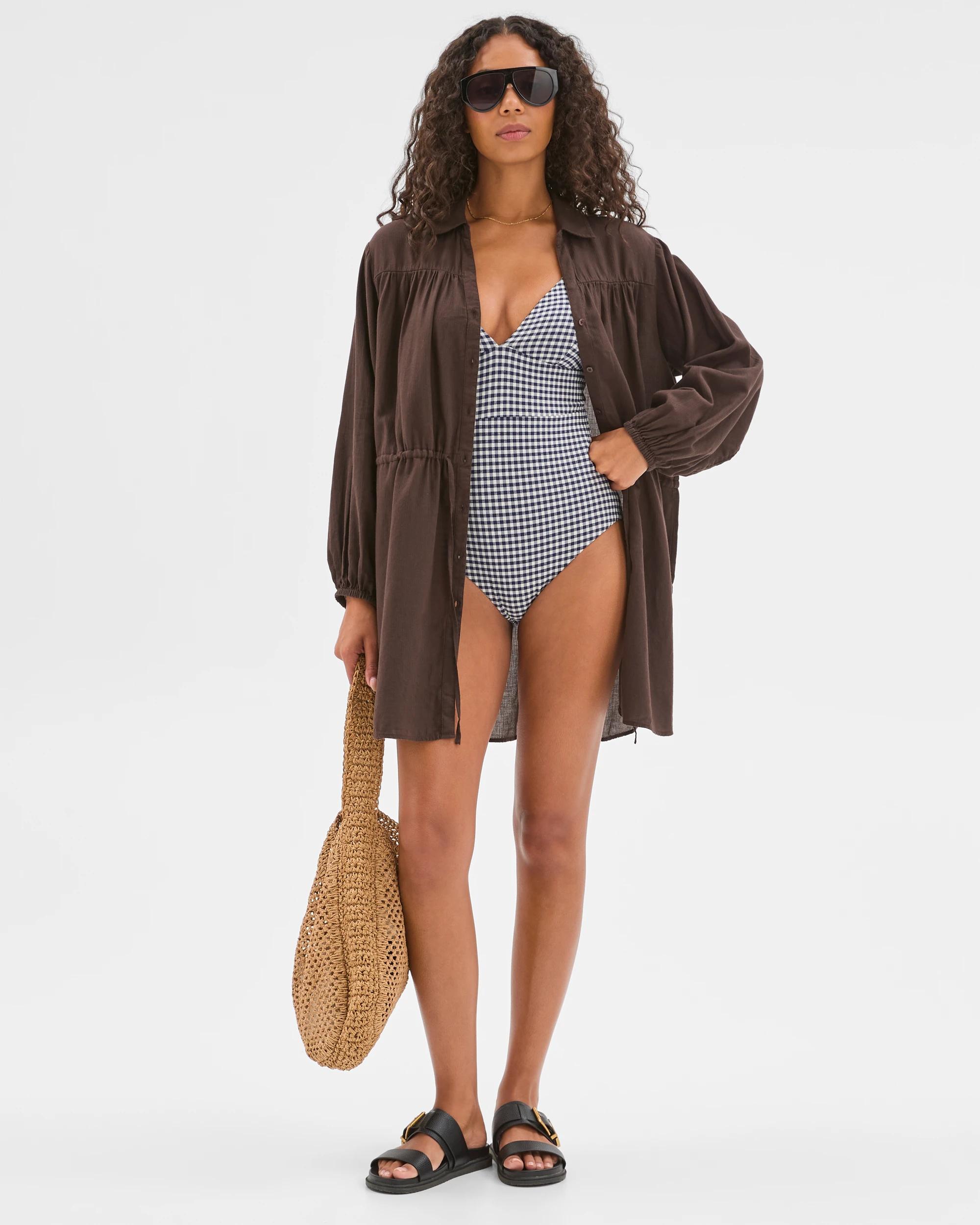 3 Target Woman Resort Australian Cotton Blend Swim Over Shirt COCOA, 3 of 7