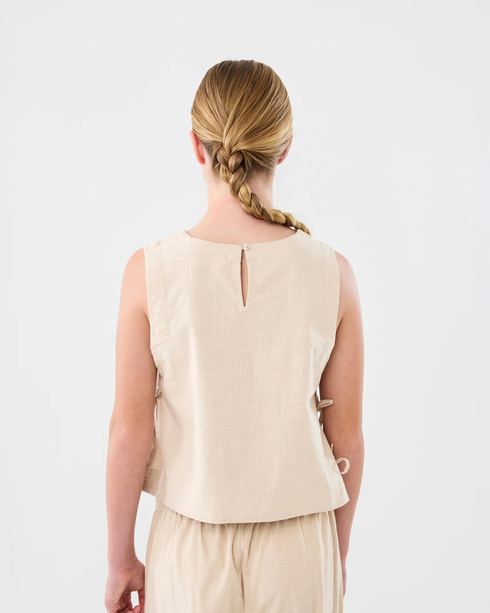 2 Sleeveless Woven Side Bow Top Pmc Chalk, 2 of 9