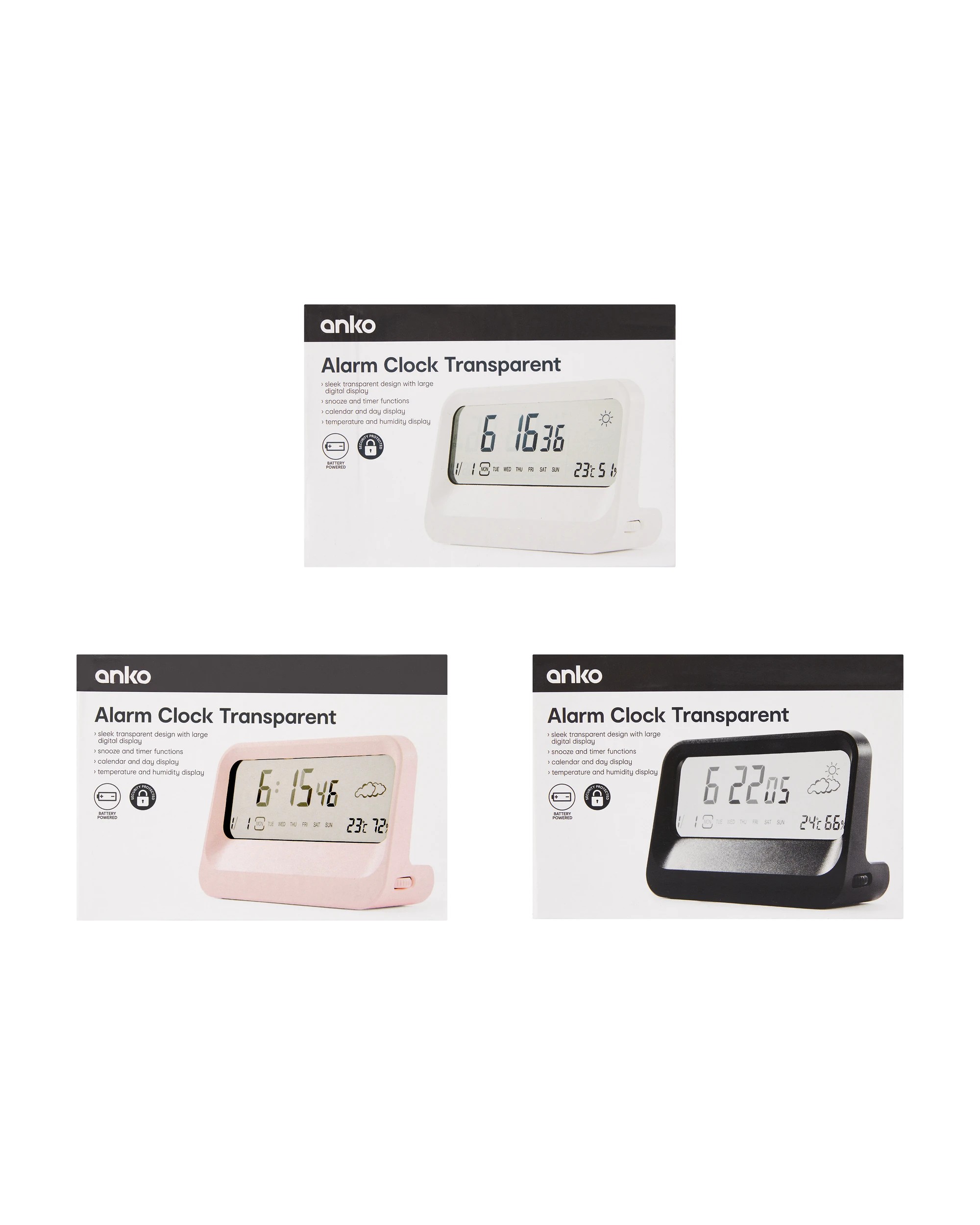 7 Alarm Clock Transparent - Assorted, 7 of 7