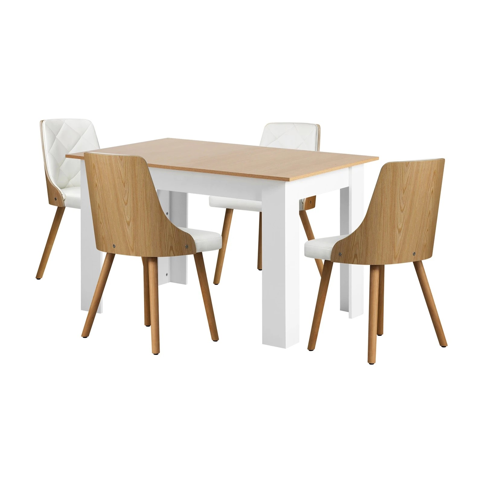 8 Oikiture 160cm Extendable Dining Table With 4pcs Dining Chairs Pu Leather
 - Multi, 8 of 10