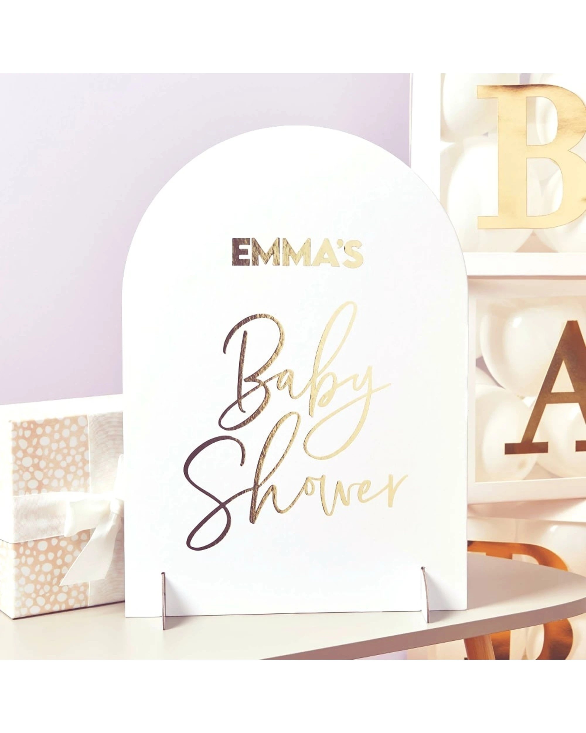 2 Anagram Baby Shower Custom Sign Personalised Party Decoration Event Use - Gold, 2 of 2