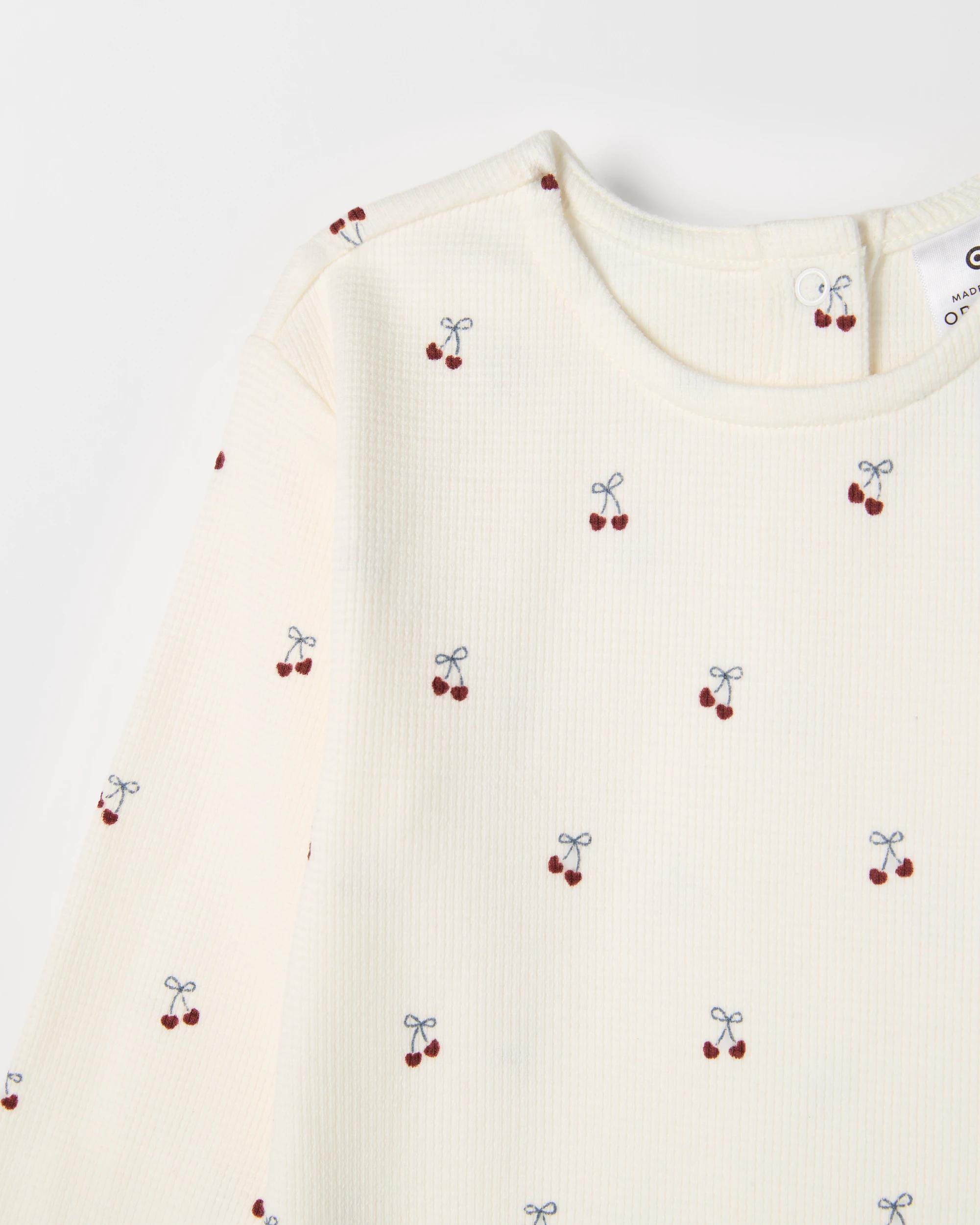 4 Target Baby Baby Organic Cotton 2 Pack Long Sleeve Waffle & Rib T-Shirt CHERRIES, 4 of 4