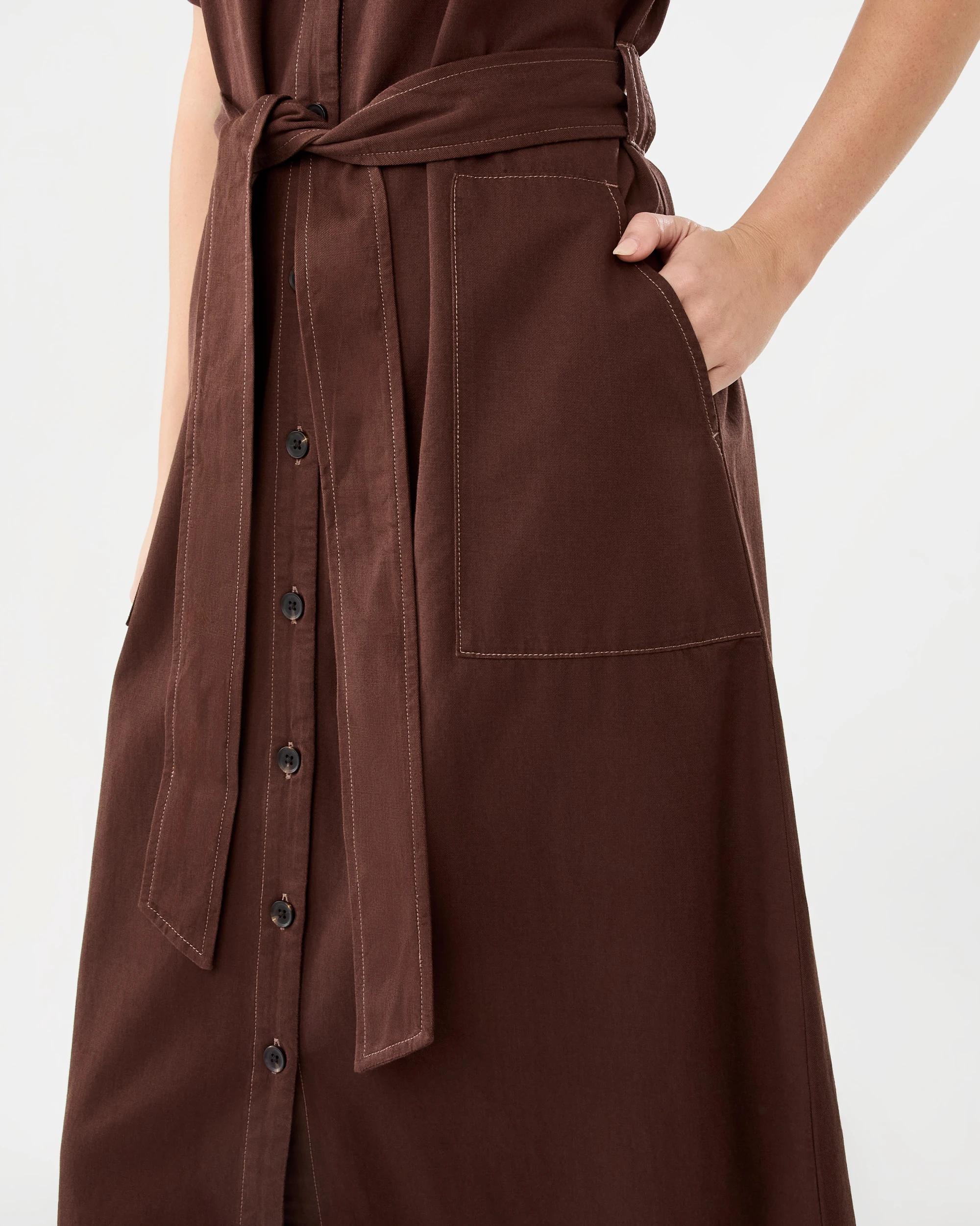 7 Short Sleeves Utility Midi Dress Deep Cocoa, 7 of 7