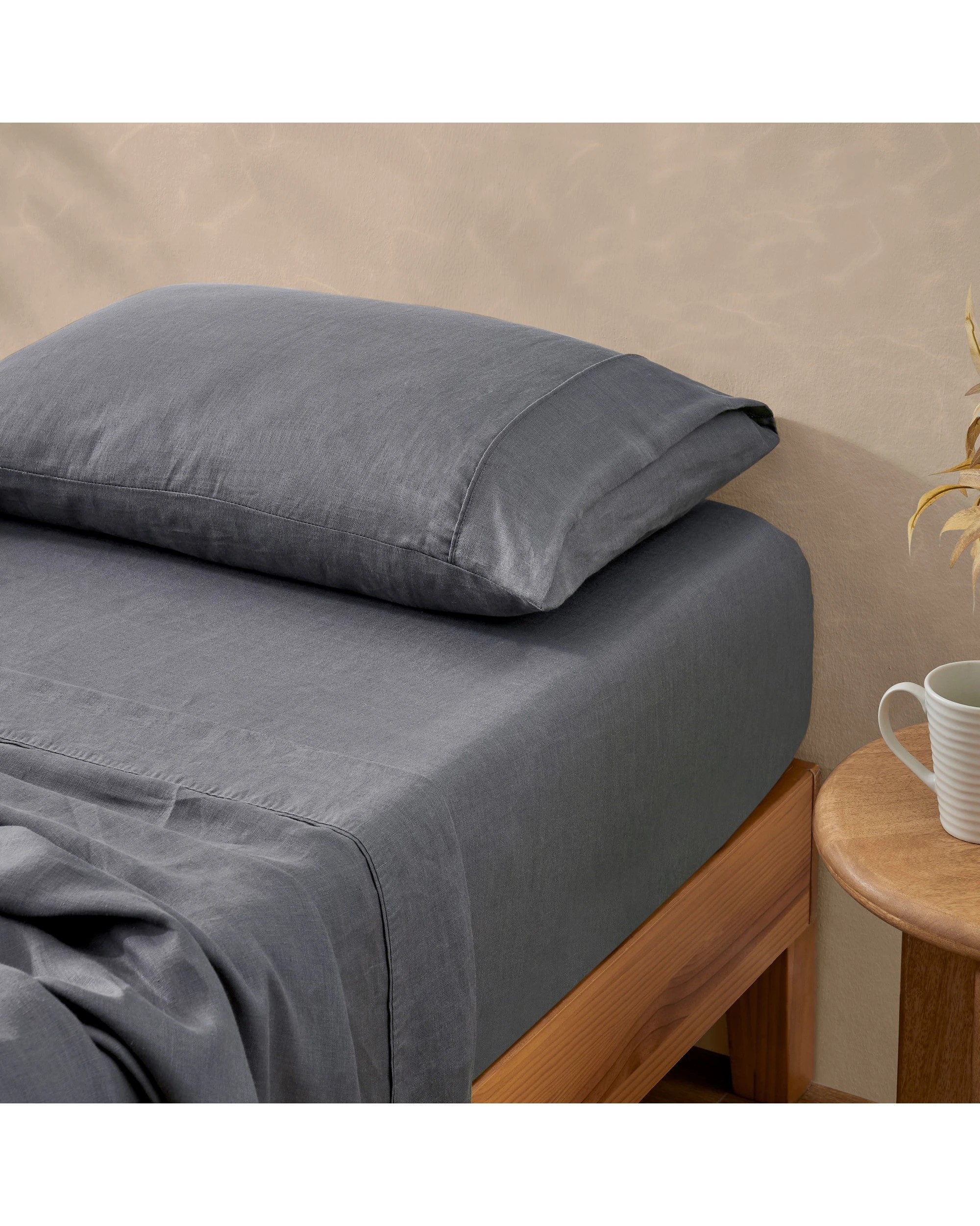 2 Natural Home Vintage Washed 100% Hemp Sheet Set - Super King Bed - Charcoal, 2 of 7