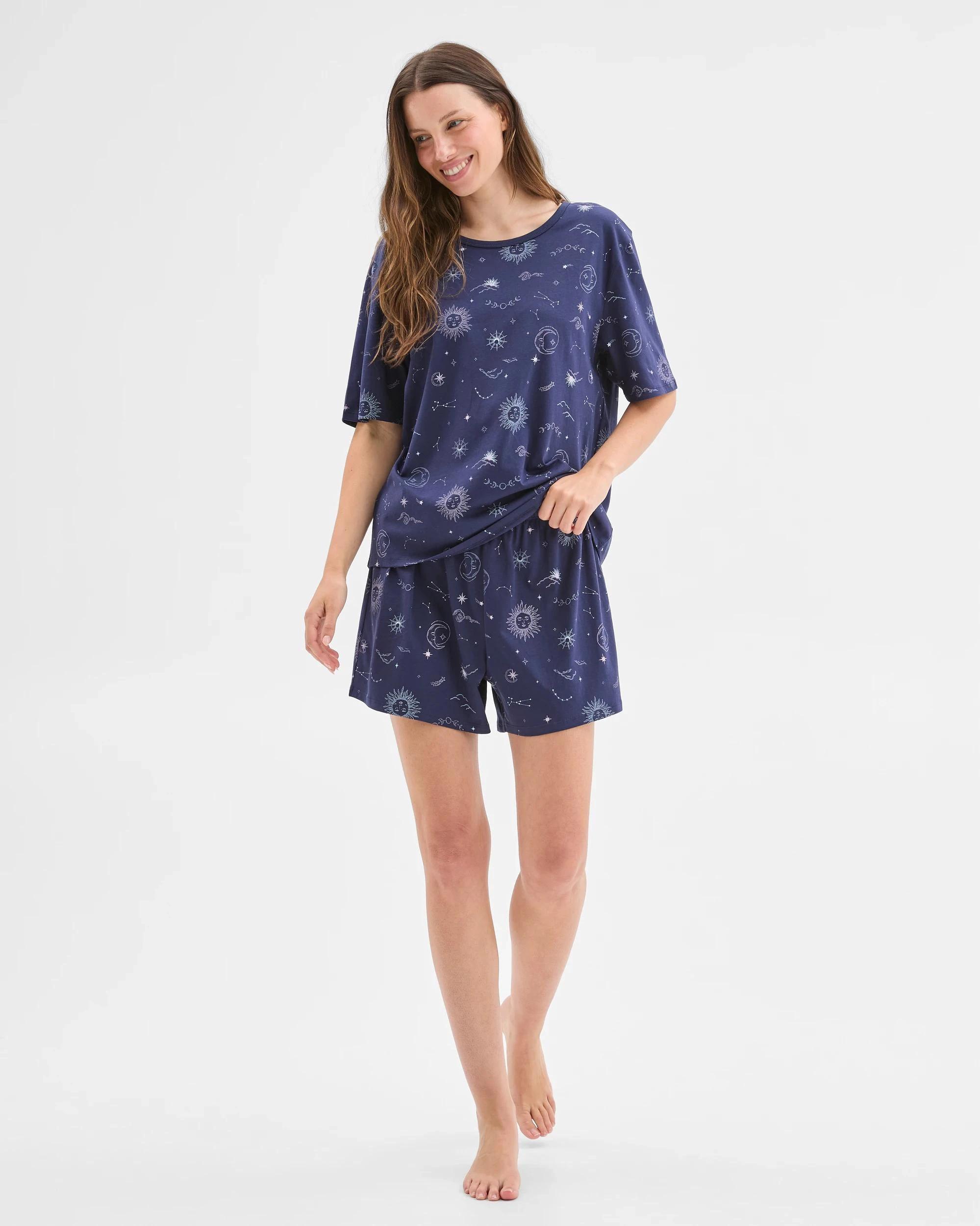 1 Target Woman Australian Cotton Short Sleeve Jersey Pyjama Set CELESTIAL, 1 of 5