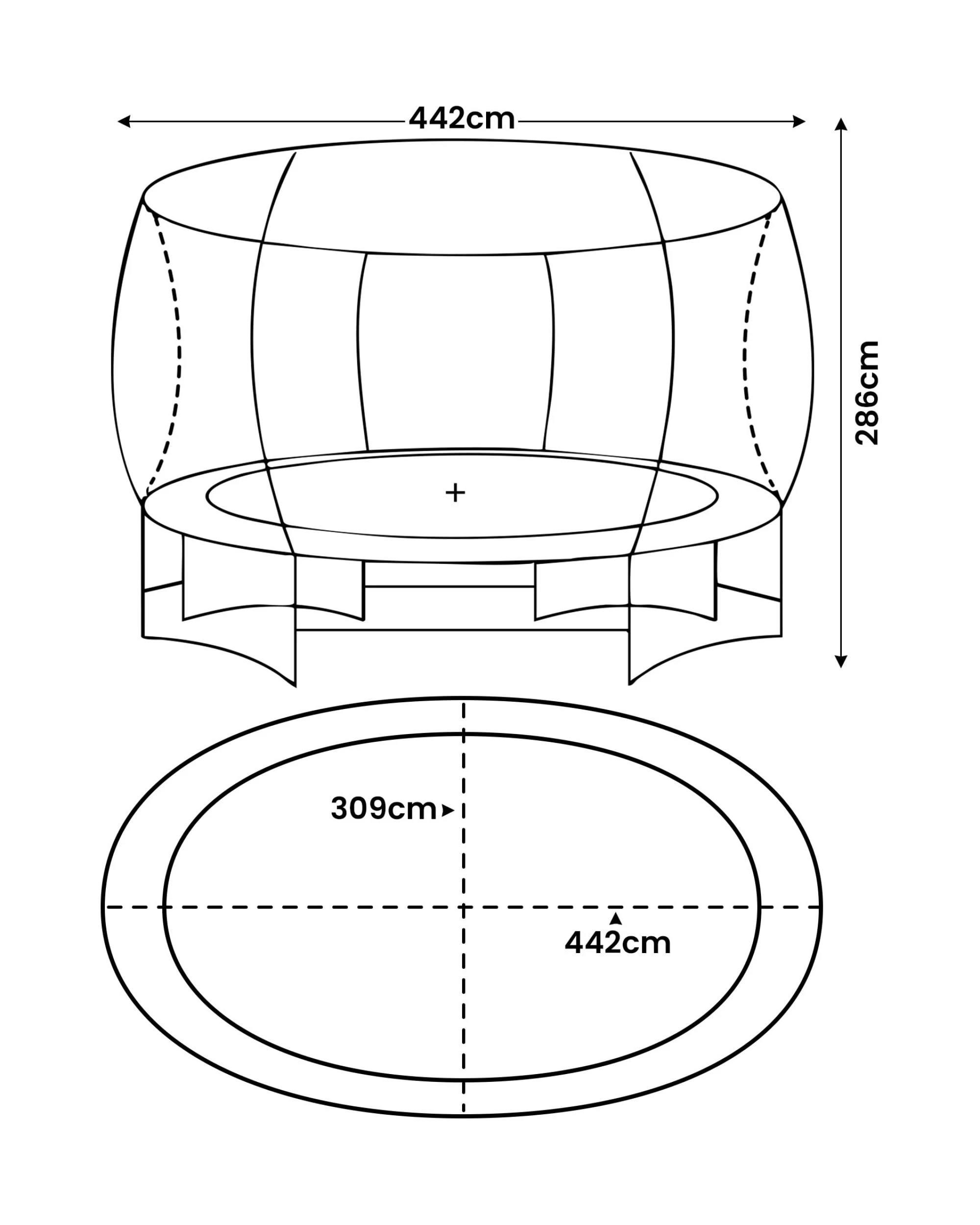2 Kahuna 10 ft x 15 ft Oval Outdoor Trampoline with Reversible Rainbow and Orange Safety Pad Safety Net and Ladder, 2 of 6
