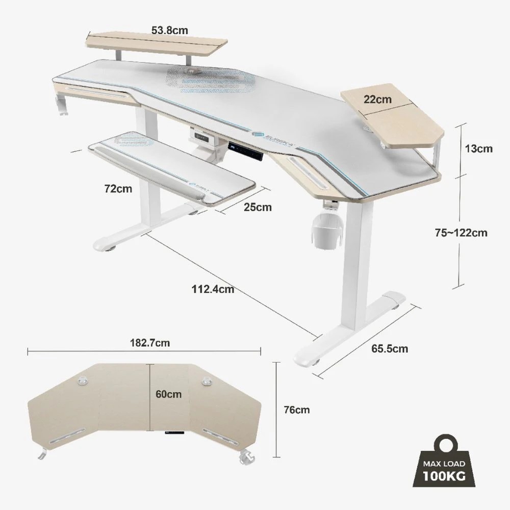 7 Eureka Wing-Shaped Sit Stand Desk White Desks, Tables and Workstations, 7 of 10