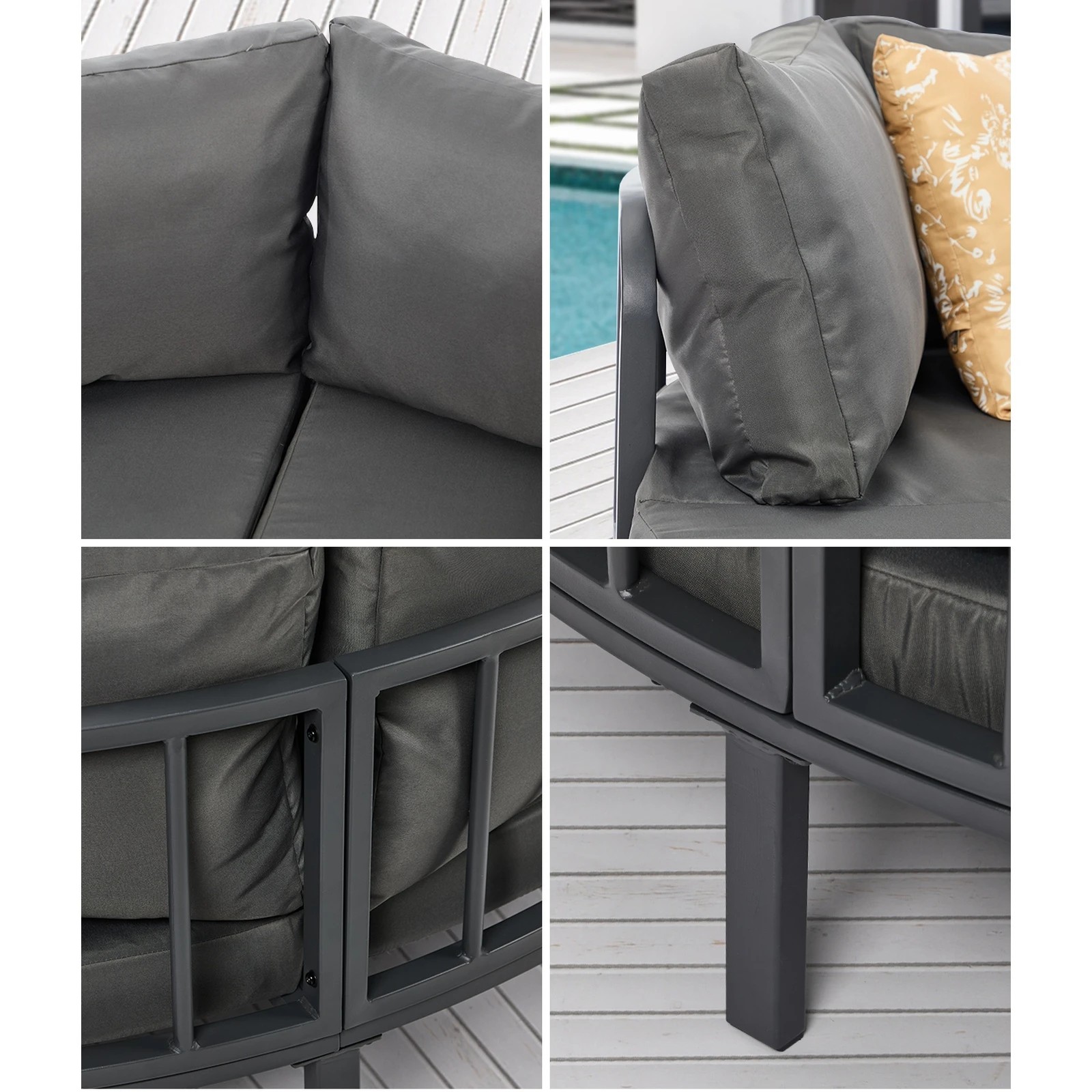 5 Livsip Outdoor Round Daybed Large Sun Lounge Sofa Bed - Grey, 5 of 10