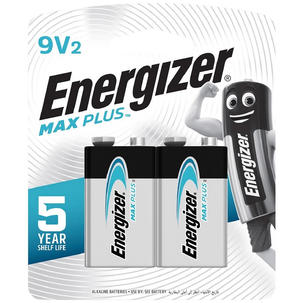 1 Energizer MAX Plus 9V Alkaline Batteries 2 Pack, 1 of 1