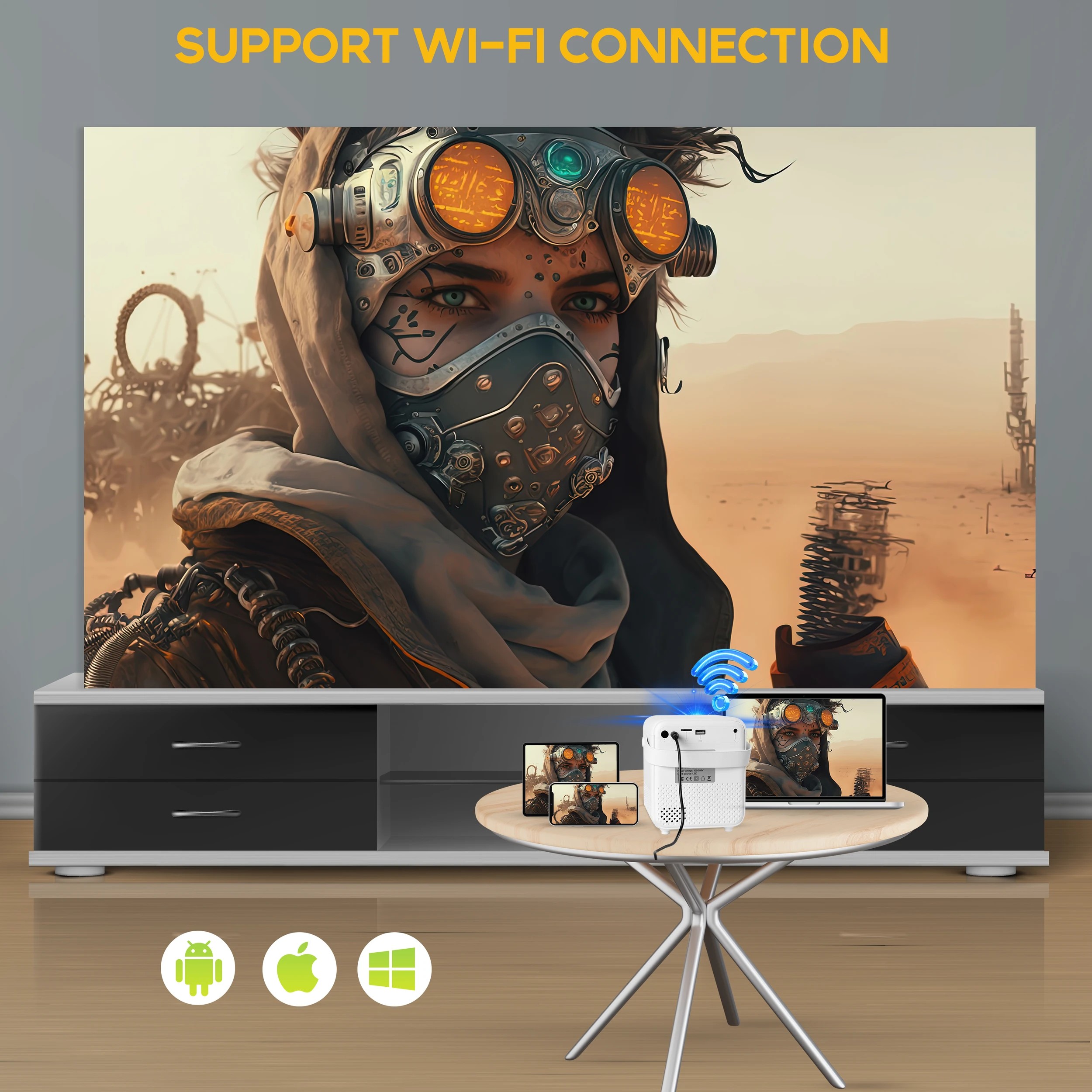 5 Alliums Projector Ultimate 9500Lumens HD 1080p Supported - White, 5 of 5