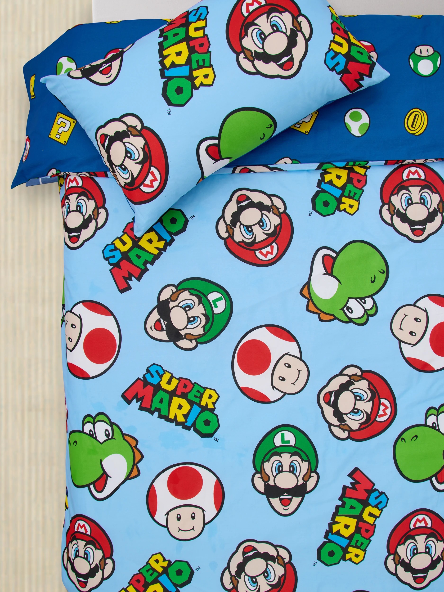 10 Super Mario Cotton Kids Quilt Cover Set - Queen Bed - Blue, 10 of 10