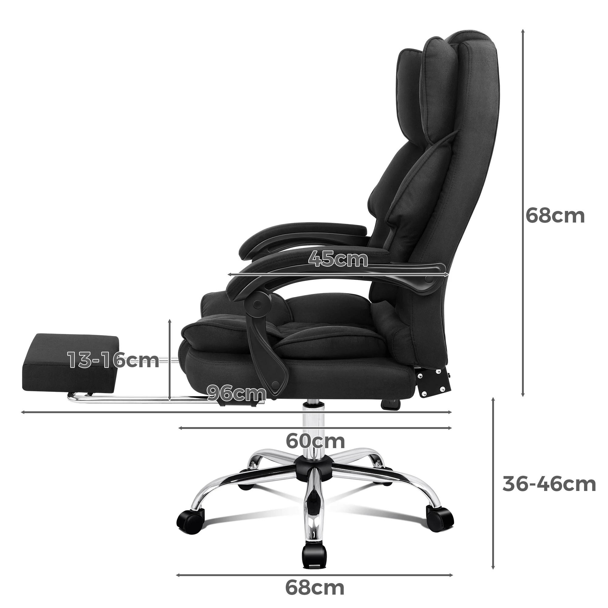 4 Alfordson Massage Office Chair Heated Fabric Seat Executive Gaming Computer - Black, 4 of 10
