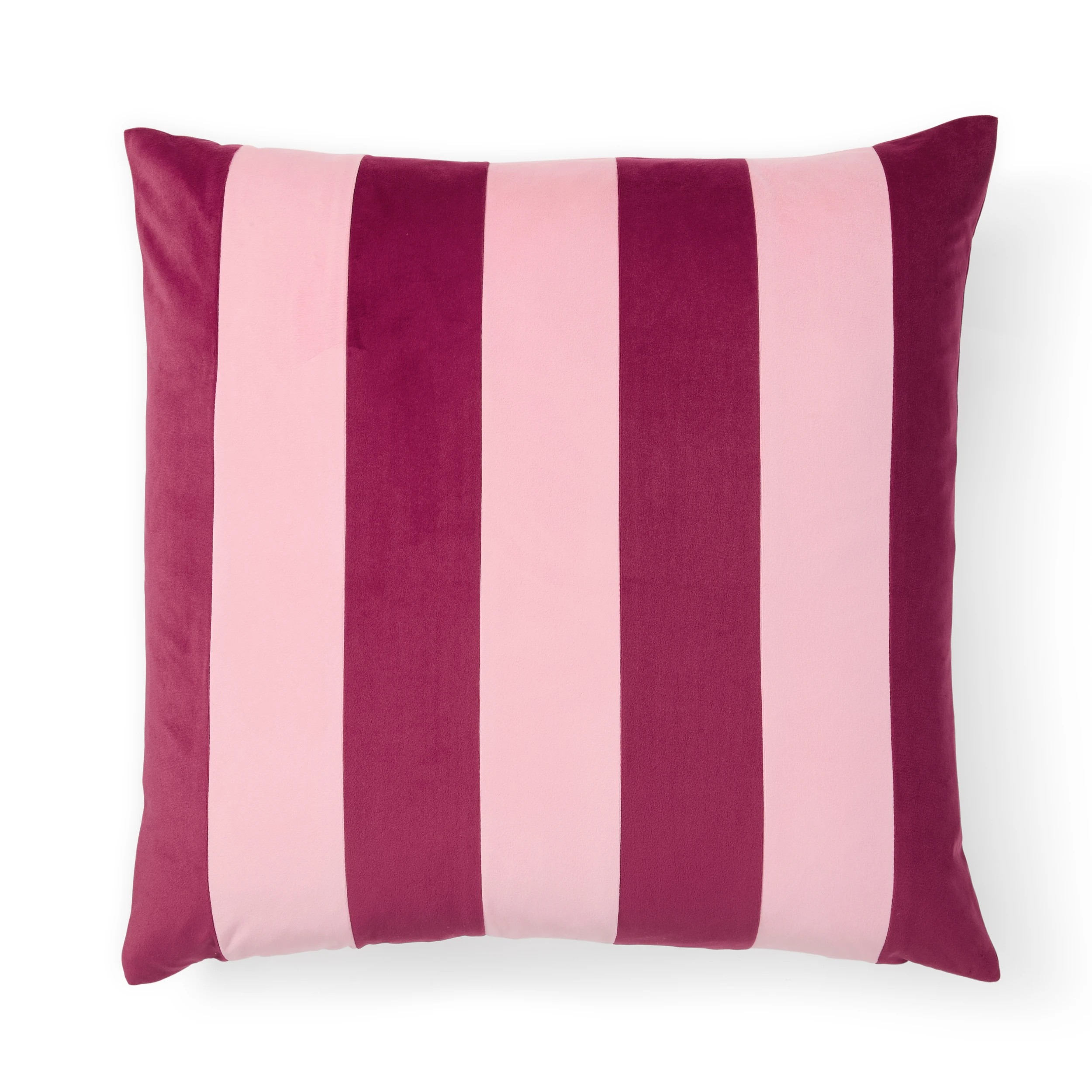 1 60cm Stripe Velvet Cushion Cover - Berry and Pink, 1 of 6