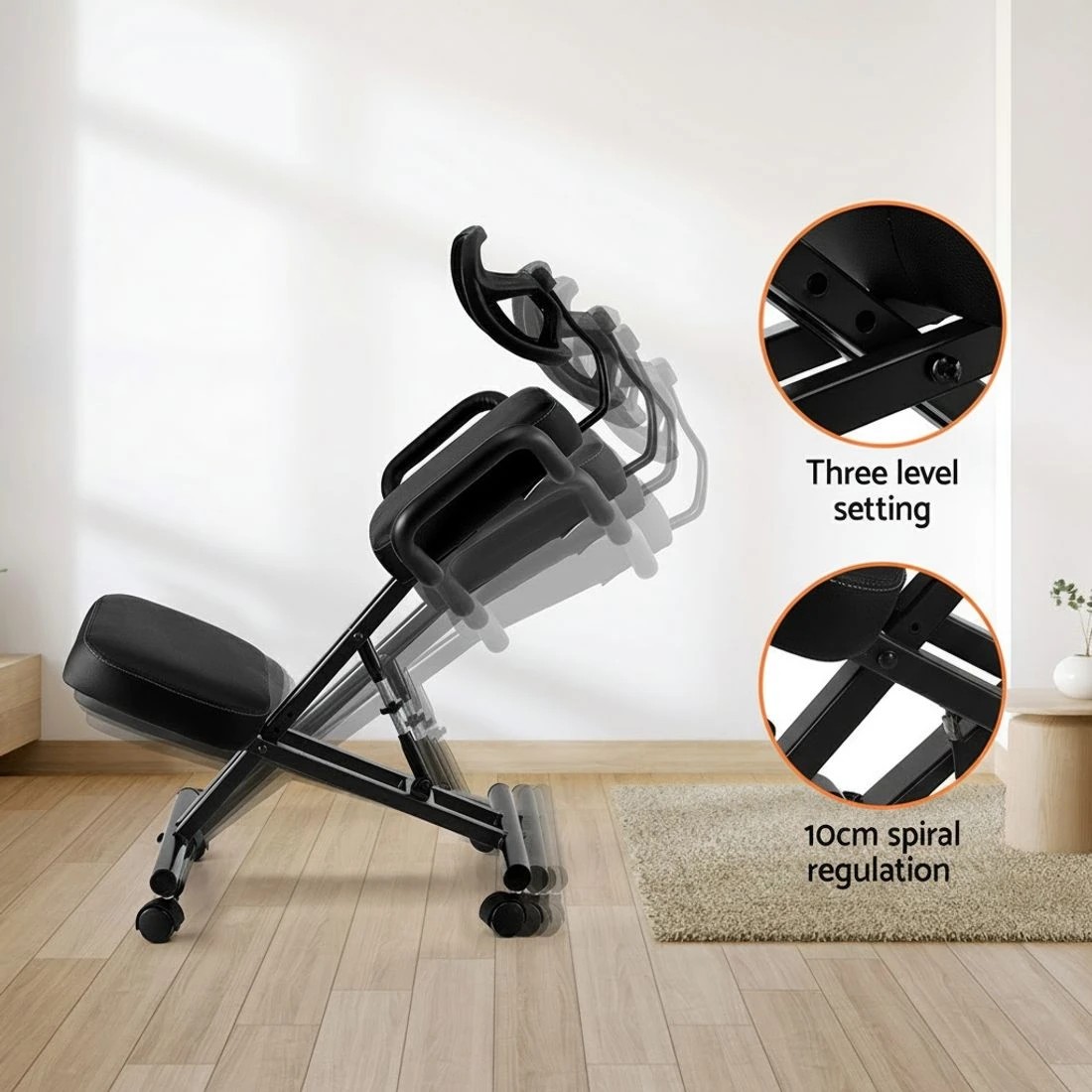 3 Artiss Kneeling Chair Ergonomic Office Home Knee Seat Posture Back Stretch Rest - Black, 3 of 6