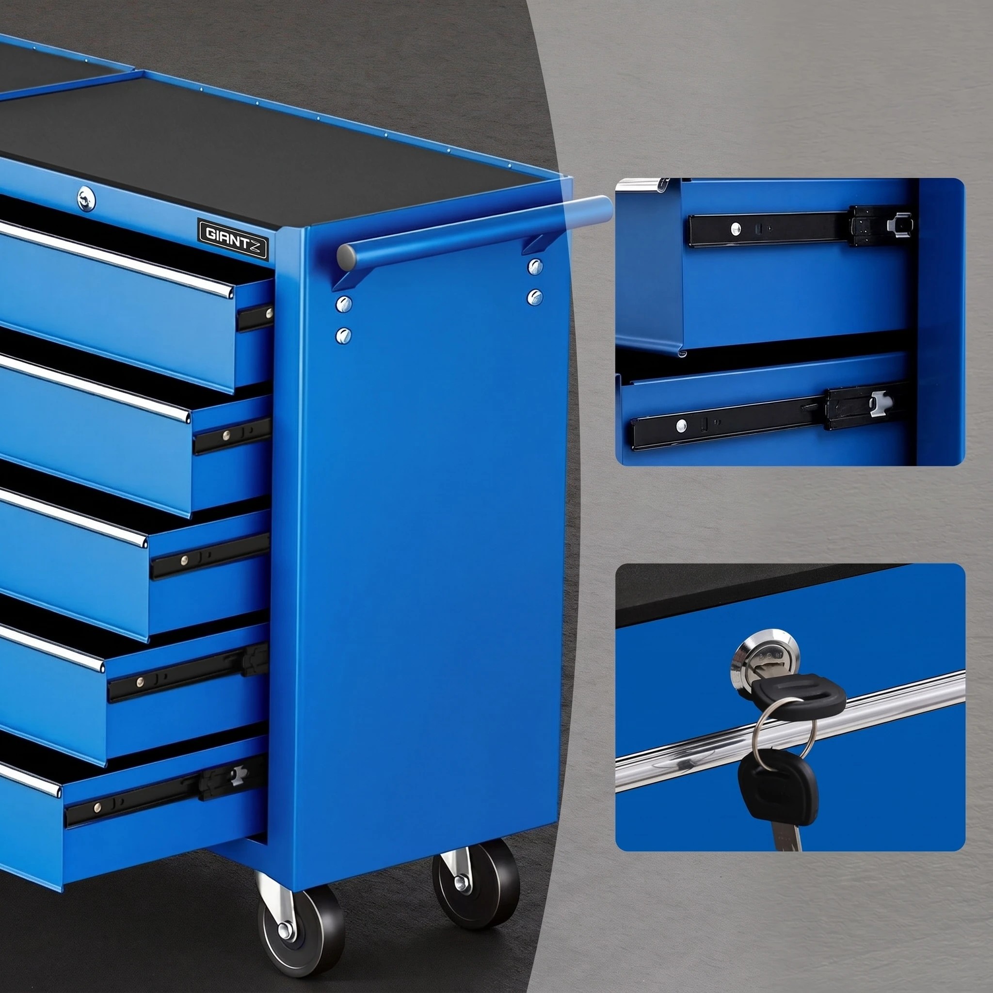4 Giantz Tool Chest Trolley 10 Drawers Toolbox Storage - Blue, 4 of 7