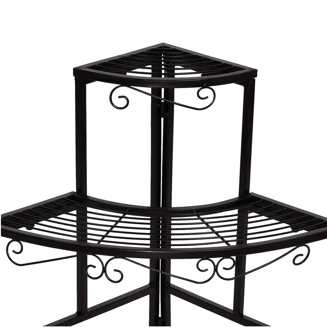 4 Levede 3 Tier Corner Shape Metal Plant Stand - Black, 4 of 8
