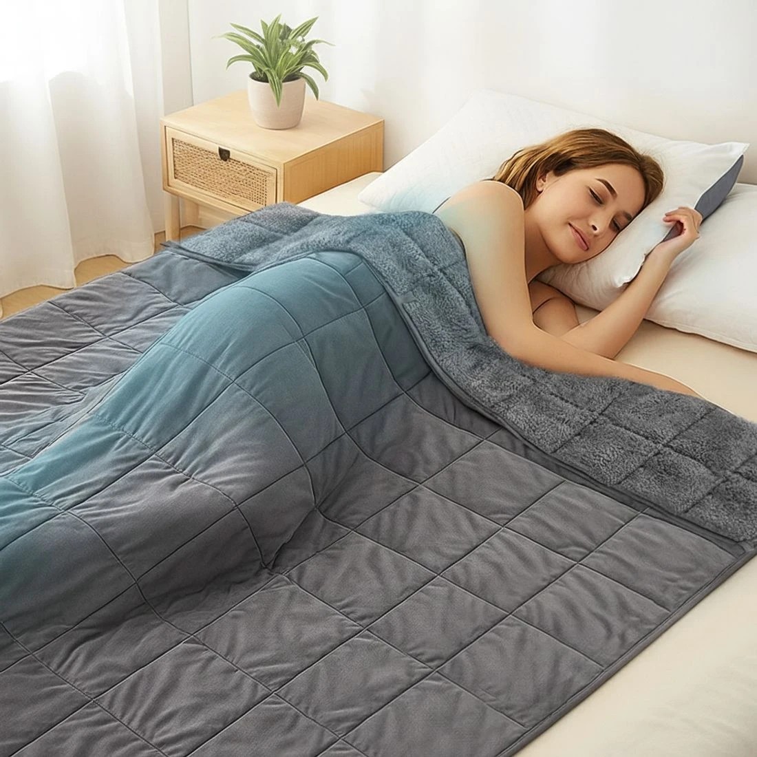 8 Giselle 11KG Weighted Blanket Adults Kid Anti Anxiety Gravity Blankets Sherpa - Grey, 8 of 9