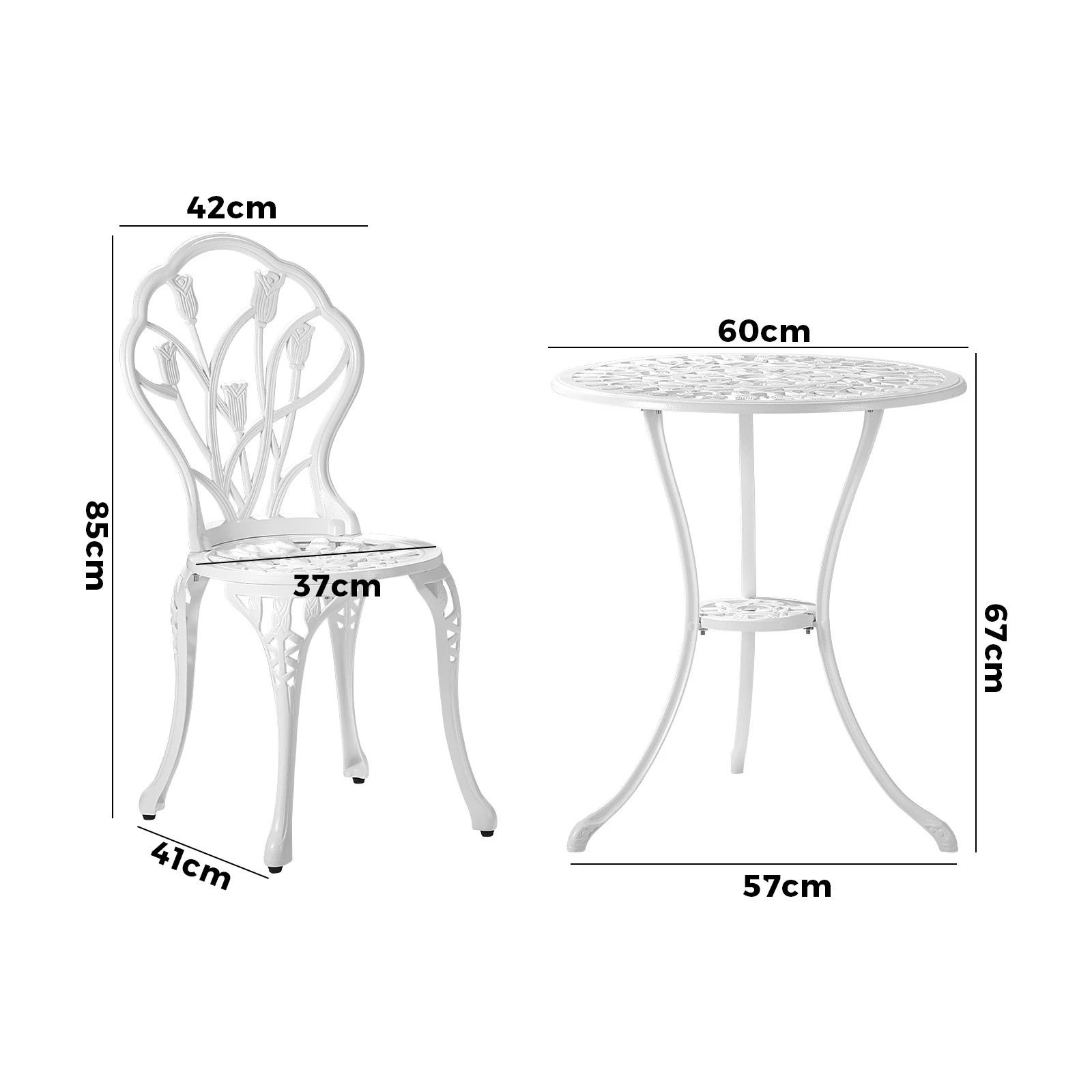 3 Livsip 3 Piece Outdoor Furniture Setting Chairs Table Bistro Patio Dining Set
 - White, 3 of 10