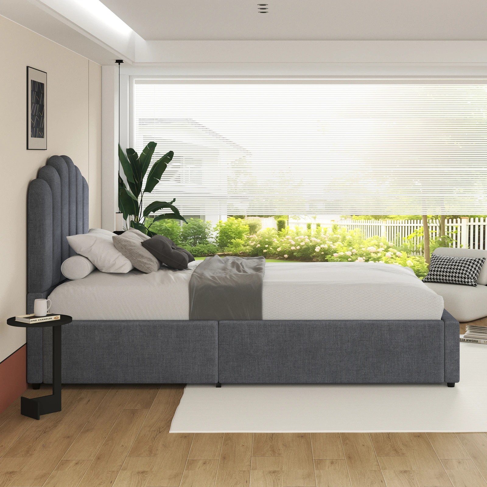 5 Alfordson Bed Frame King Single Gas Lift Storage Base Wooden Milton - Grey, 5 of 10