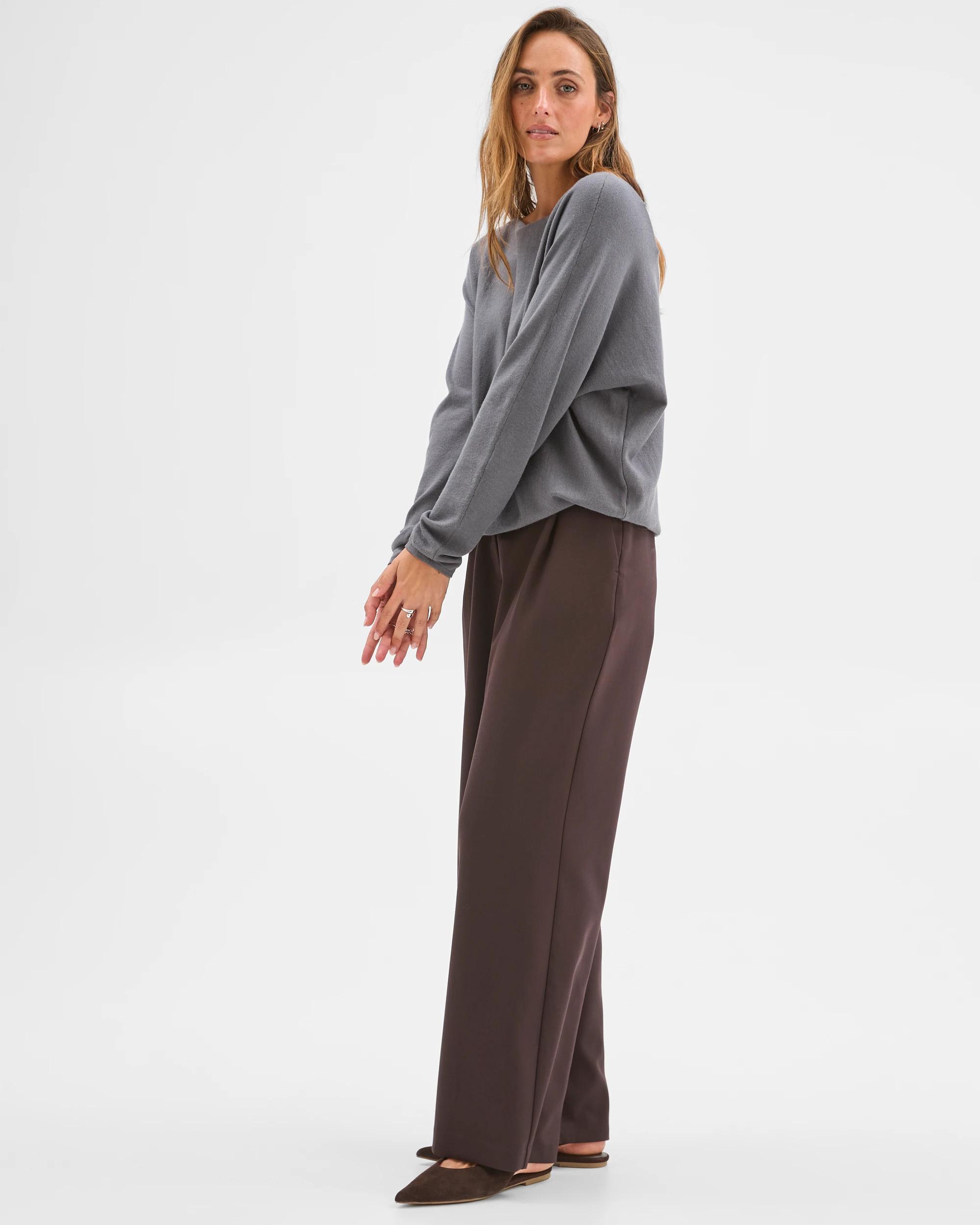 4 Preview Dolman Sleeve Boat Neck Knit Jumper CHARCOAL MARLE, 4 of 6