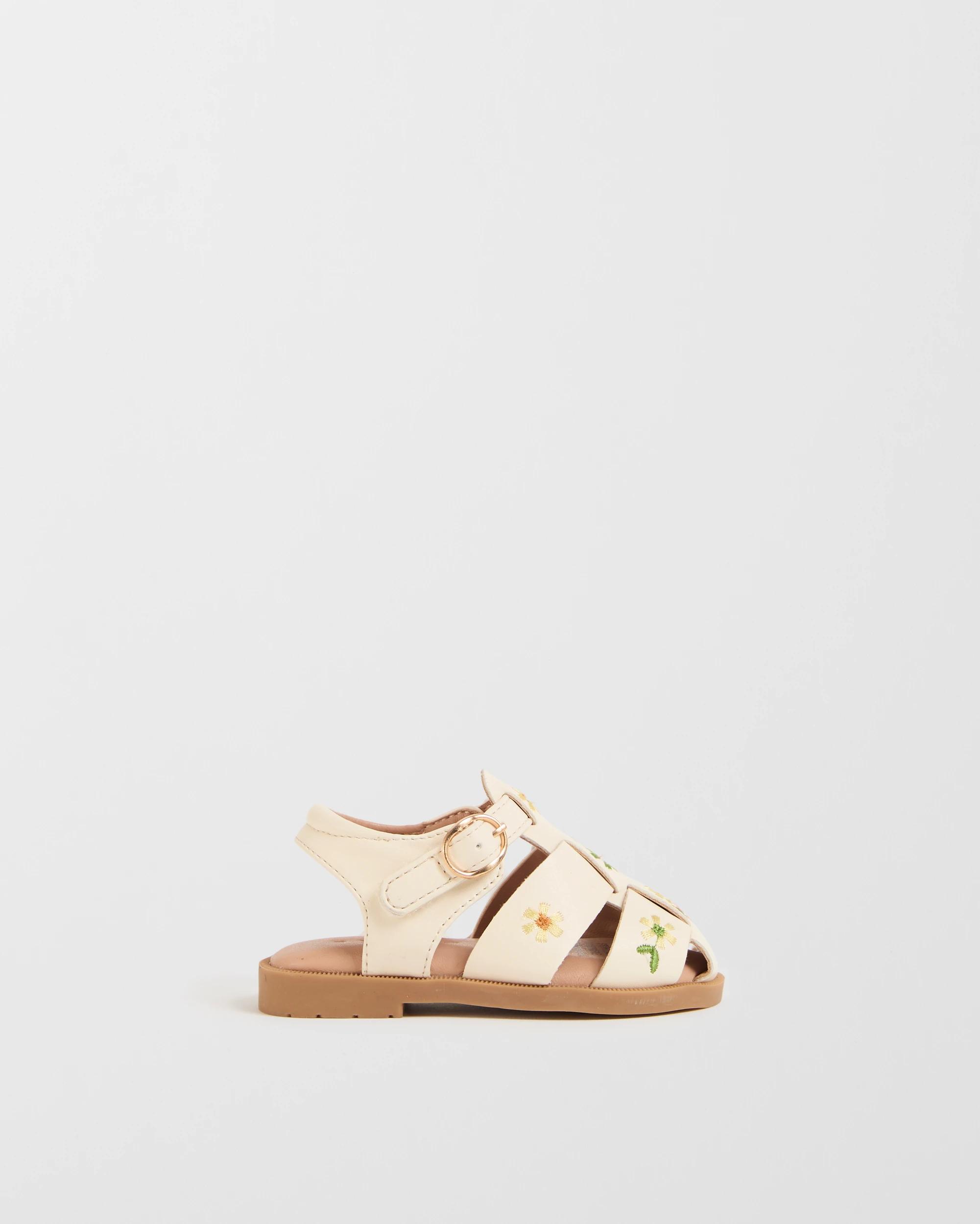 1 Target Baby First Walker Embroidered Caged Sandals CREAM, 1 of 3