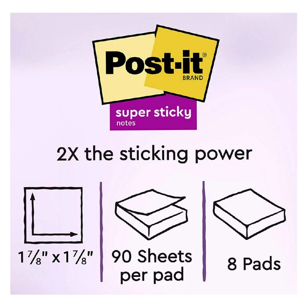 9 Post-it Super Sticky Notes 47 x 47mm Energy Boost 8 Pack, 9 of 10