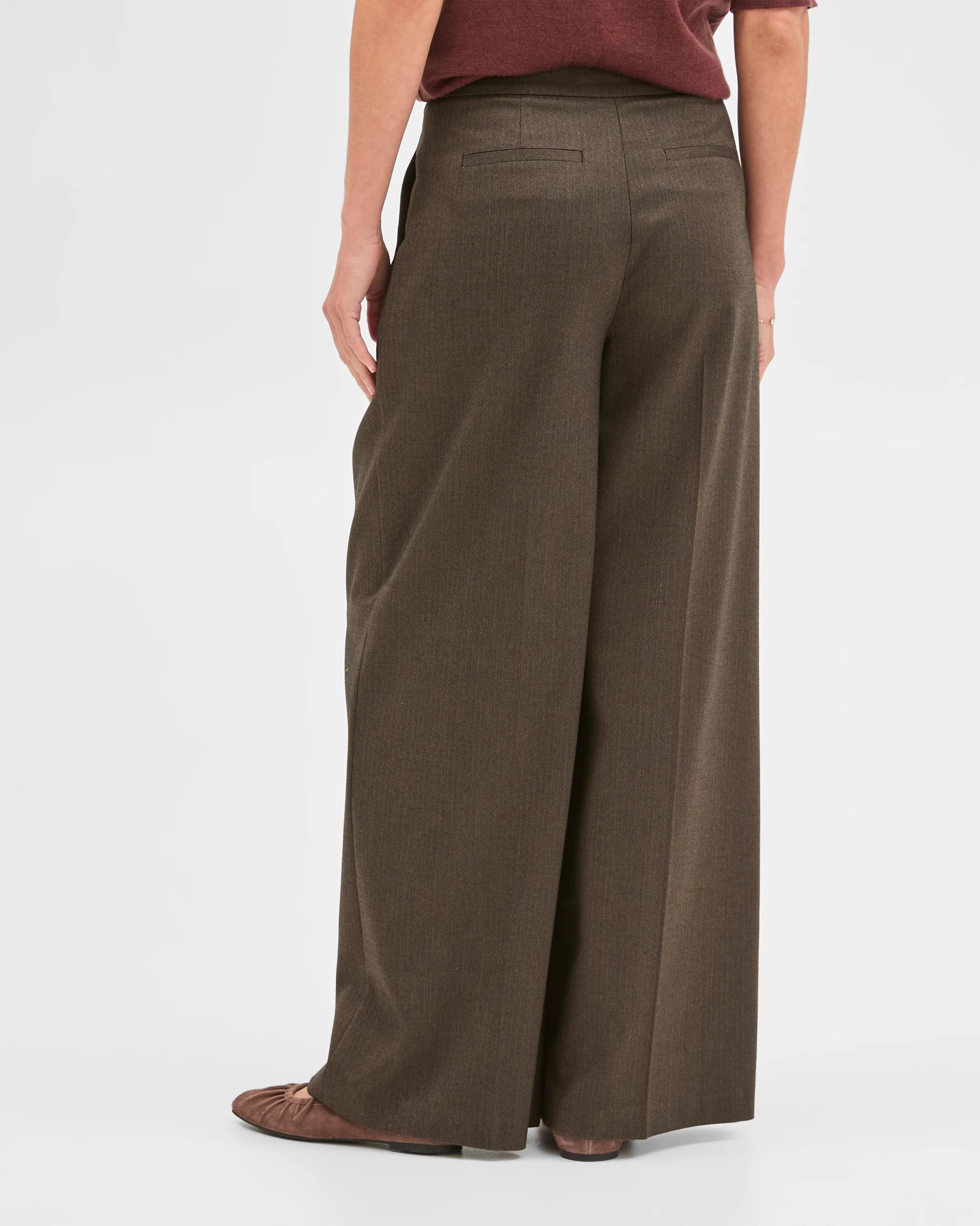 5 Preview Herringbone Wide Leg Pants CHOCOLATE, 5 of 8