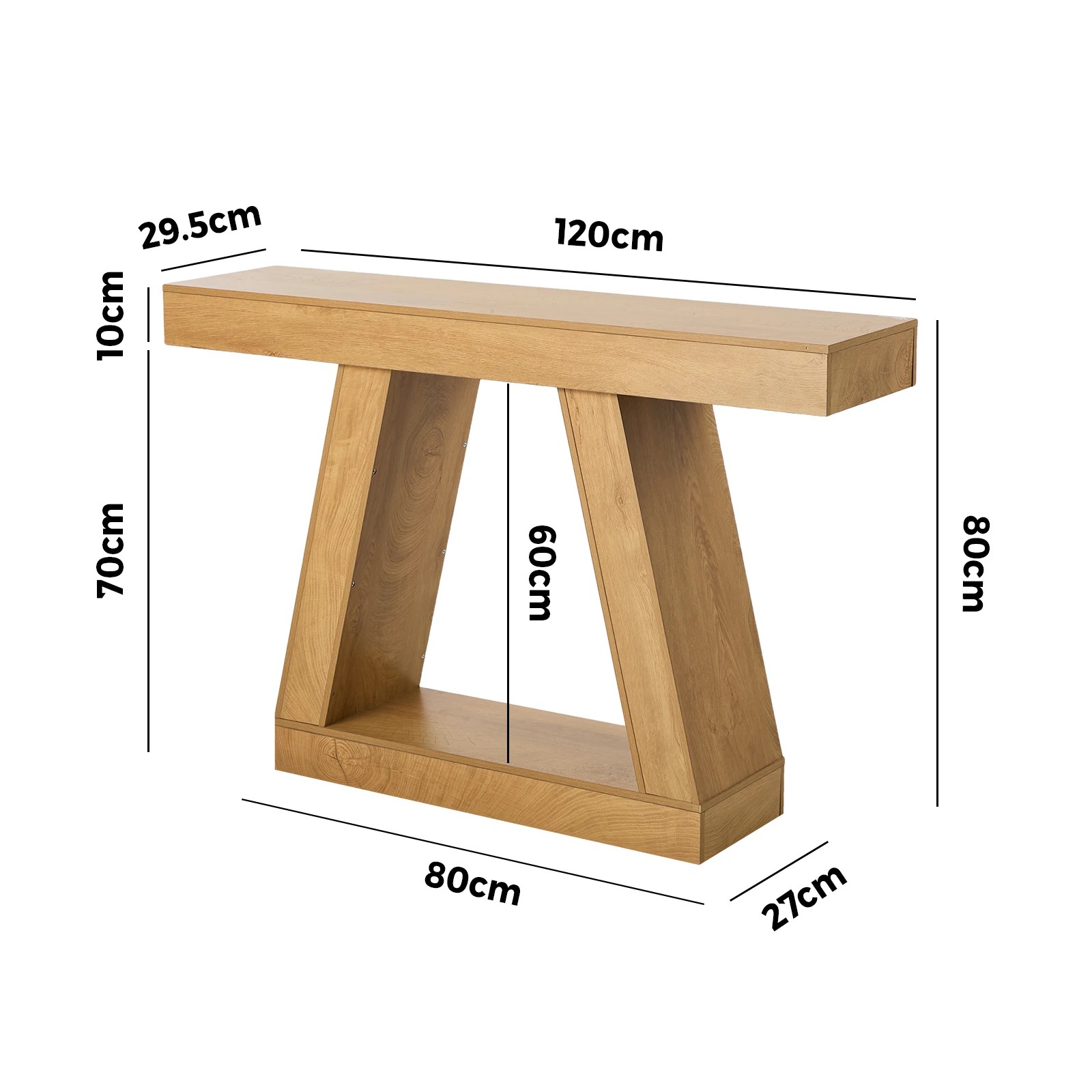 2 Oikiture Console Table Hallway Narrow Sofa Table Entryway Display Shelf - Natural, 2 of 7