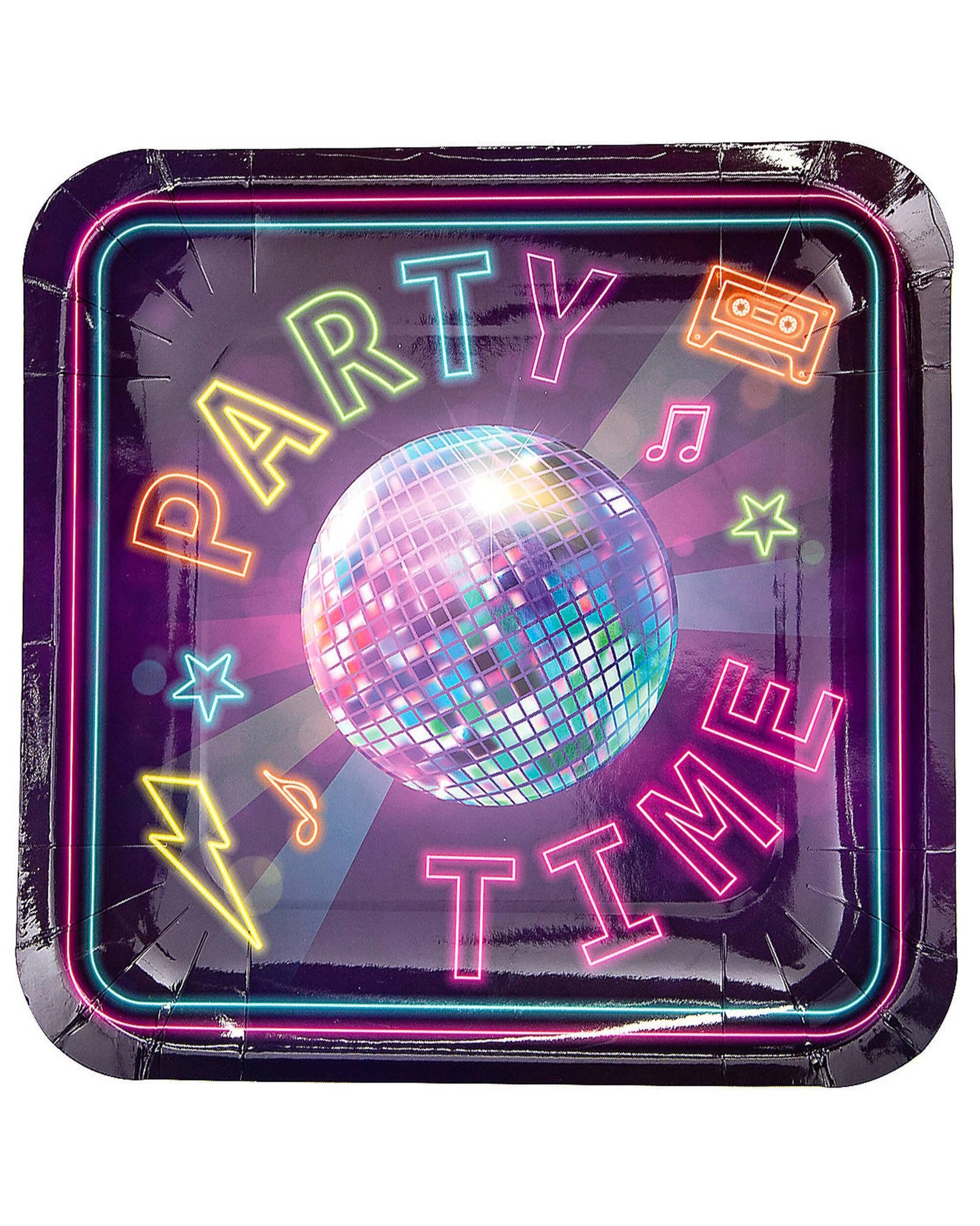 1 Fun Express Retro Vibes Large Square Paper Plates Pack of 8 - Multi, 1 of 1