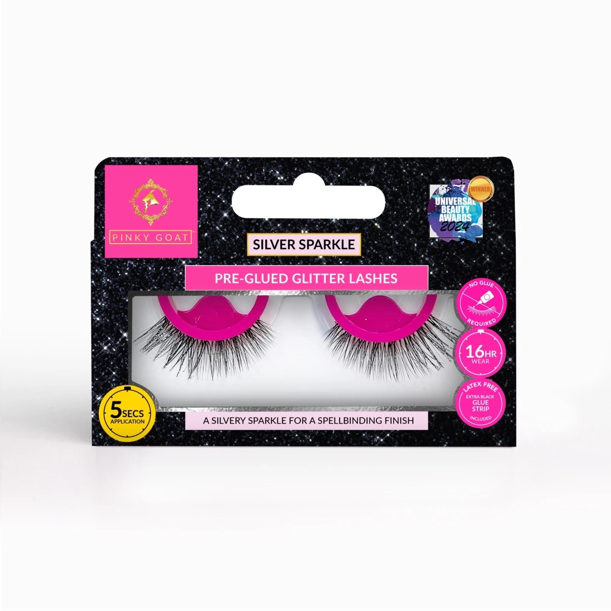 1 Pinky Goat Pre-Glued Glitter False Lashes - Silver Sparkle
