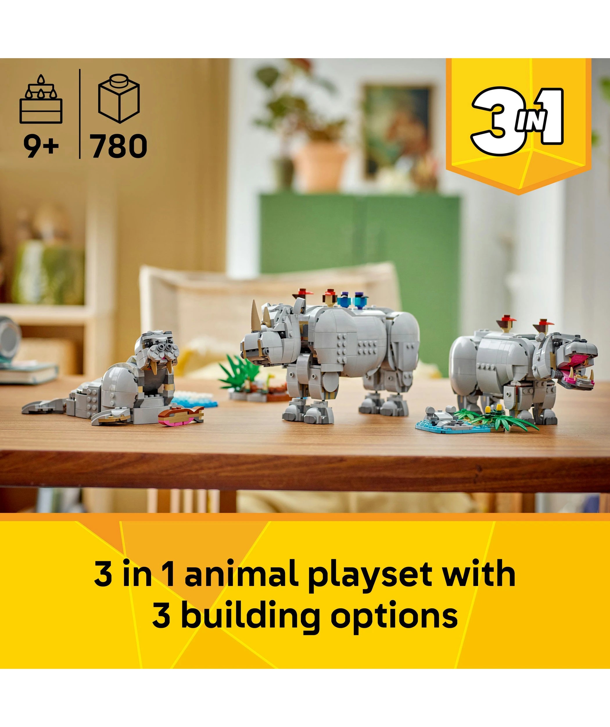 3 LEGO Creator Wild Animals: Majestic Rhino with Birds 31171, 3 of 10