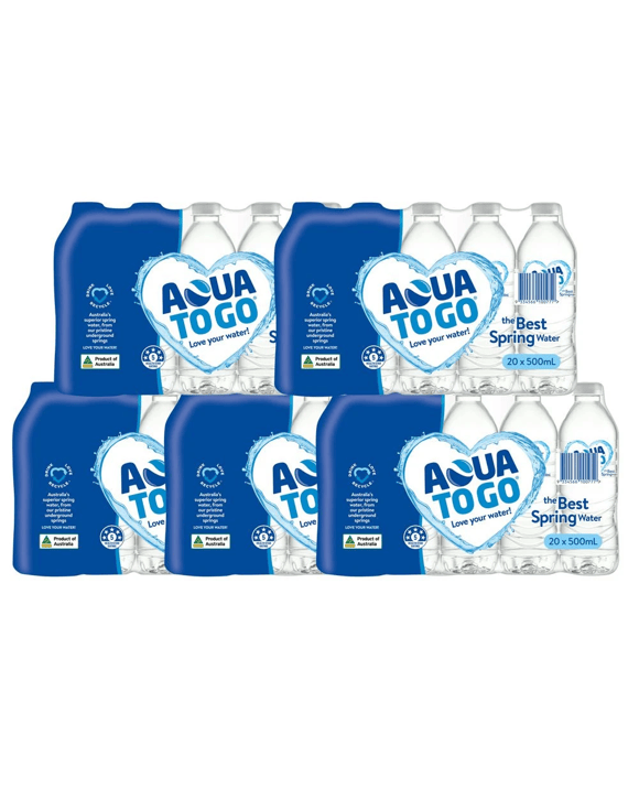 Aqua to Go Premium Spring Water 500mL 100 Pack