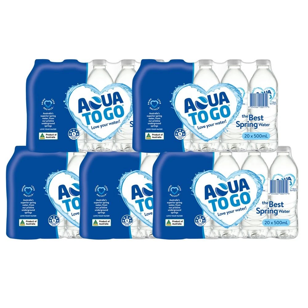 1 Aqua to Go Premium Spring Water 500mL 100 Pack, 1 of 3