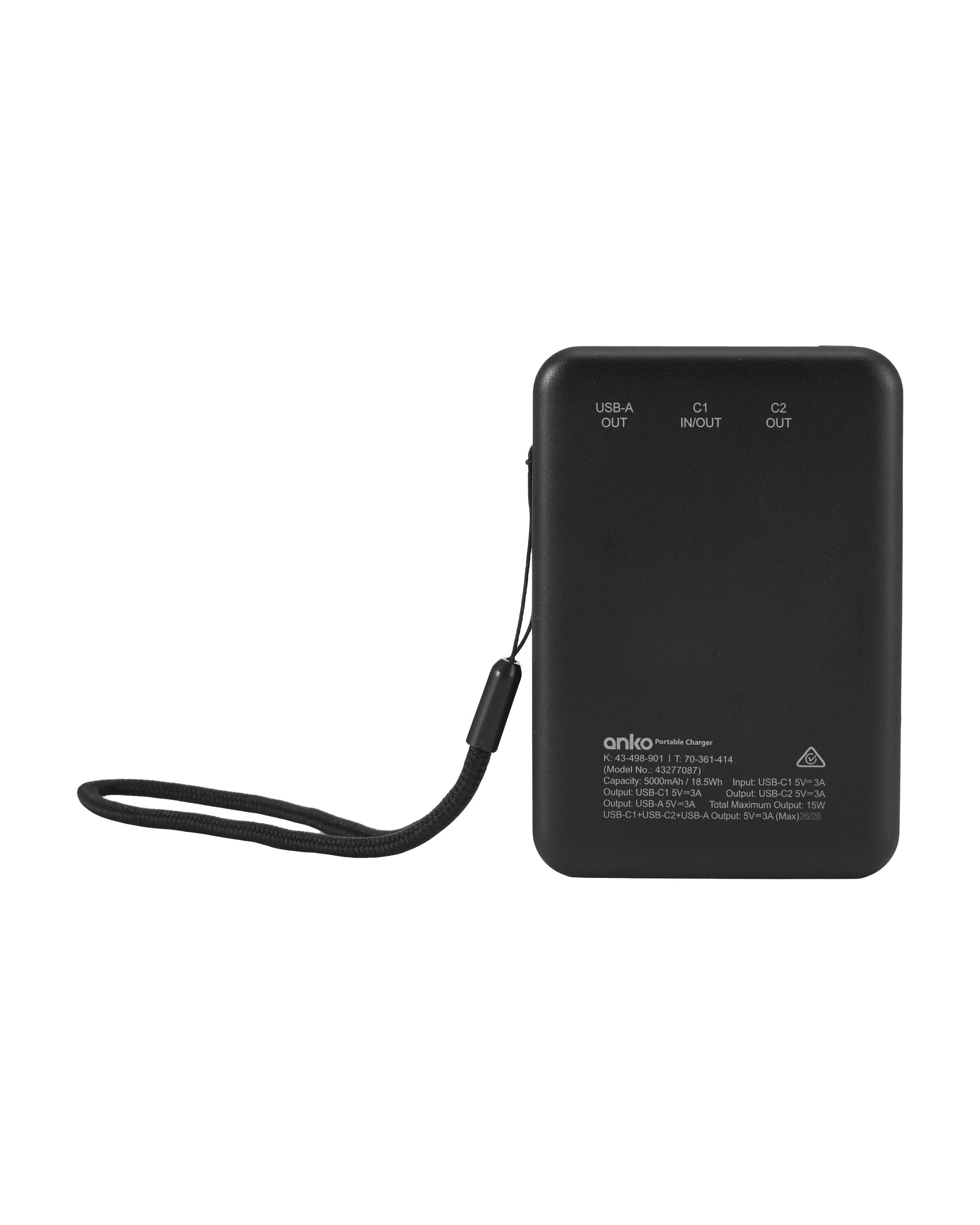 3 USB-A to USB-C 15W 5000mAh Portable Charger - Blue, 3 of 8