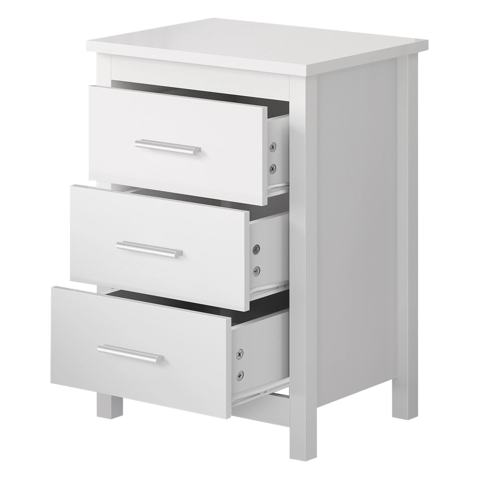 9 Alfordson Bedside Table Hamo Nightstand Storage Side End 3 Drawers - White, 9 of 10