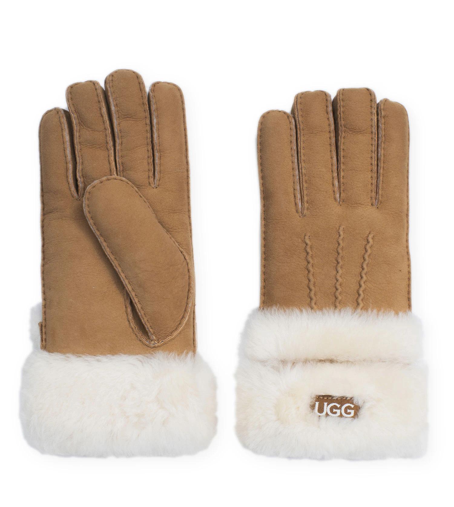 3 Australian Shepherd UGG Puni Fluffy Shearling Gloves CHESTNUT, 3 of 5