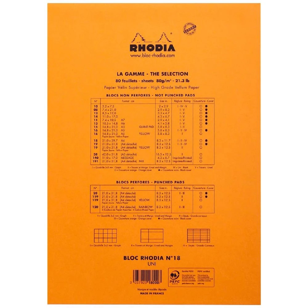 4 Rhodia No. 18 A4 Plain Pad Orange 80 Sheets, 4 of 4