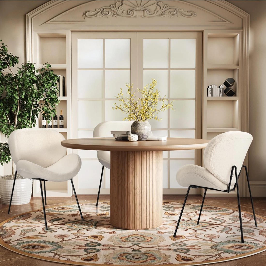 6 Oikiture 2pcs Armchair Dining Chair Accent Chairs Tub Armchairs Sherpa
 - White, 6 of 10